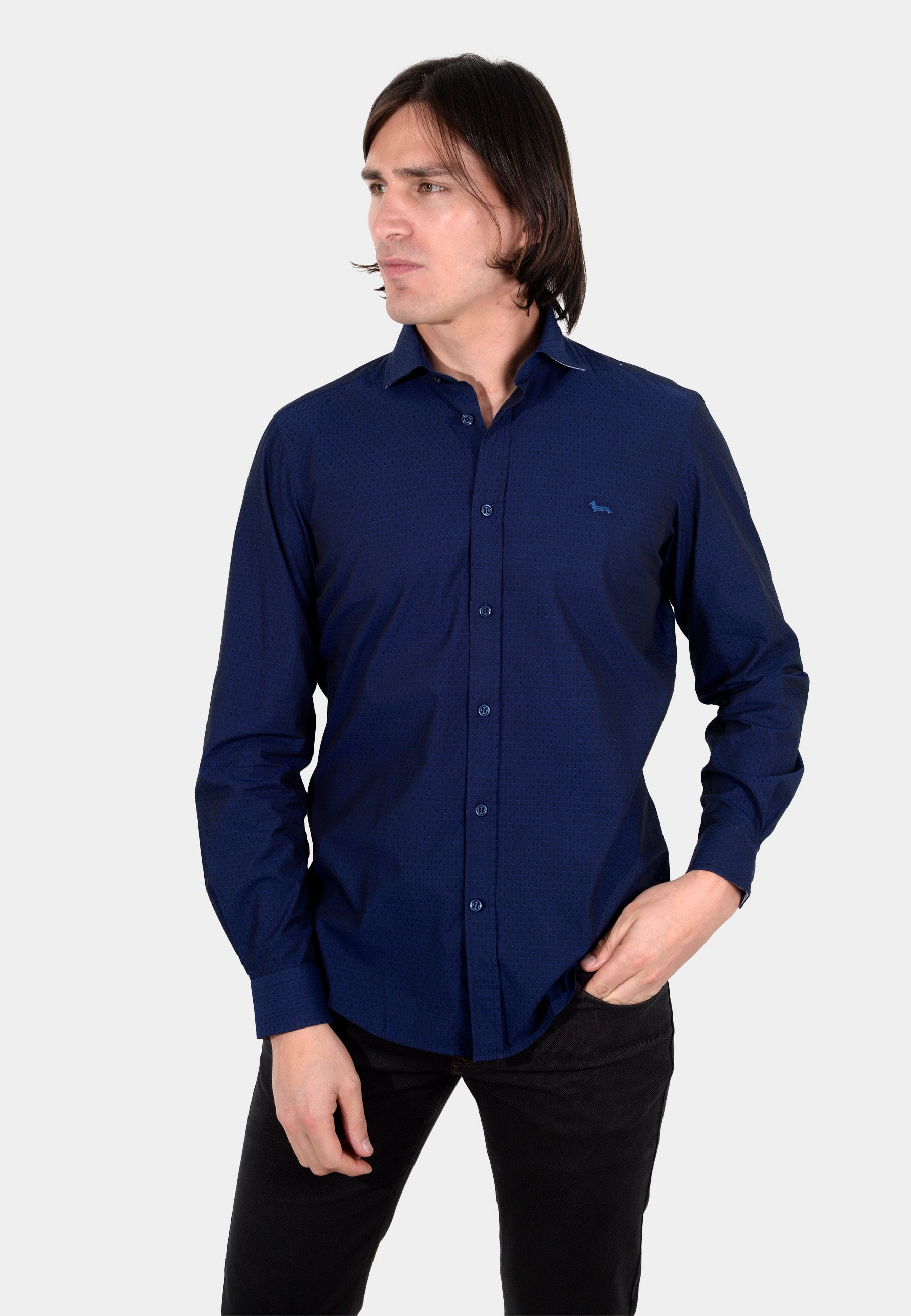 Camisa Sport Azul Marino Algodón H&B
