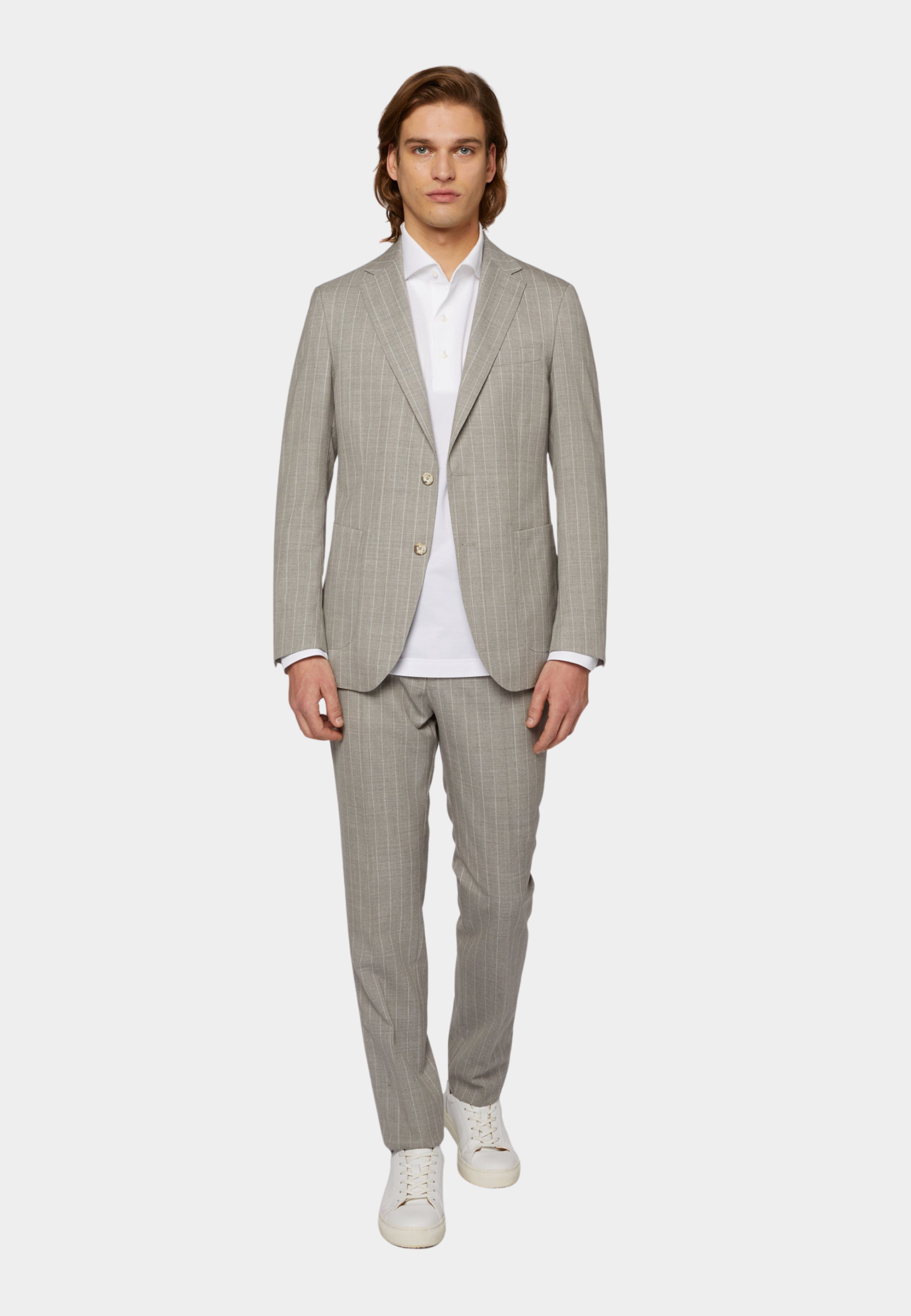 Traje de Hombre Rayas Gris Lana B.