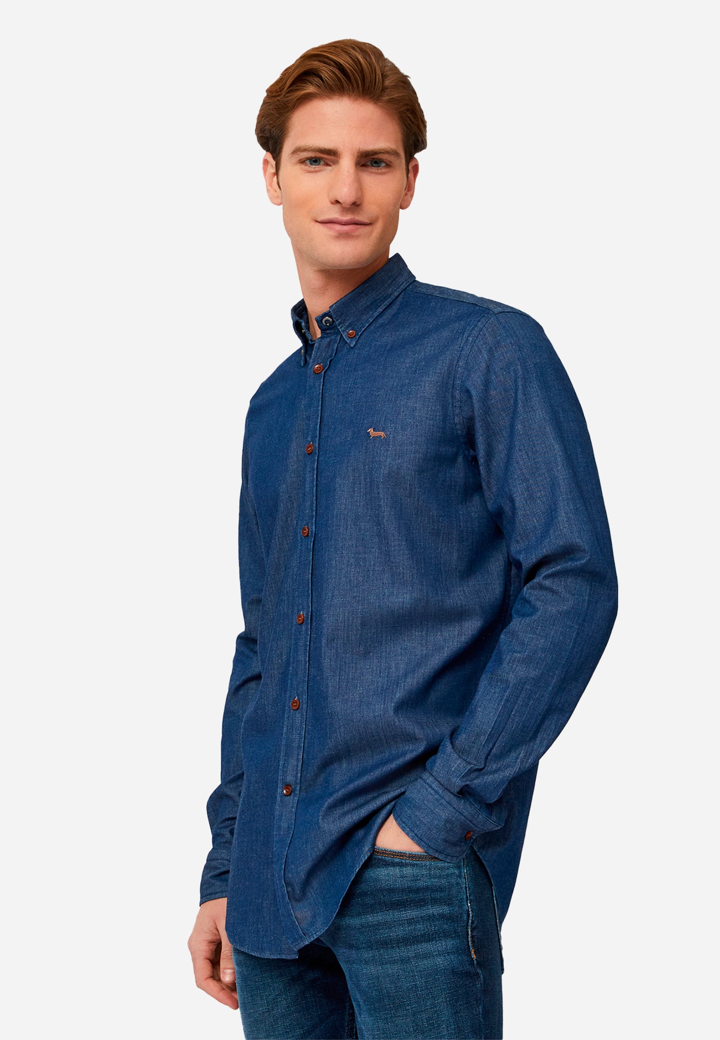 CAMISA SPORT HARMONT & BLAINE AZUL ALG (CRM001011309M-801)
