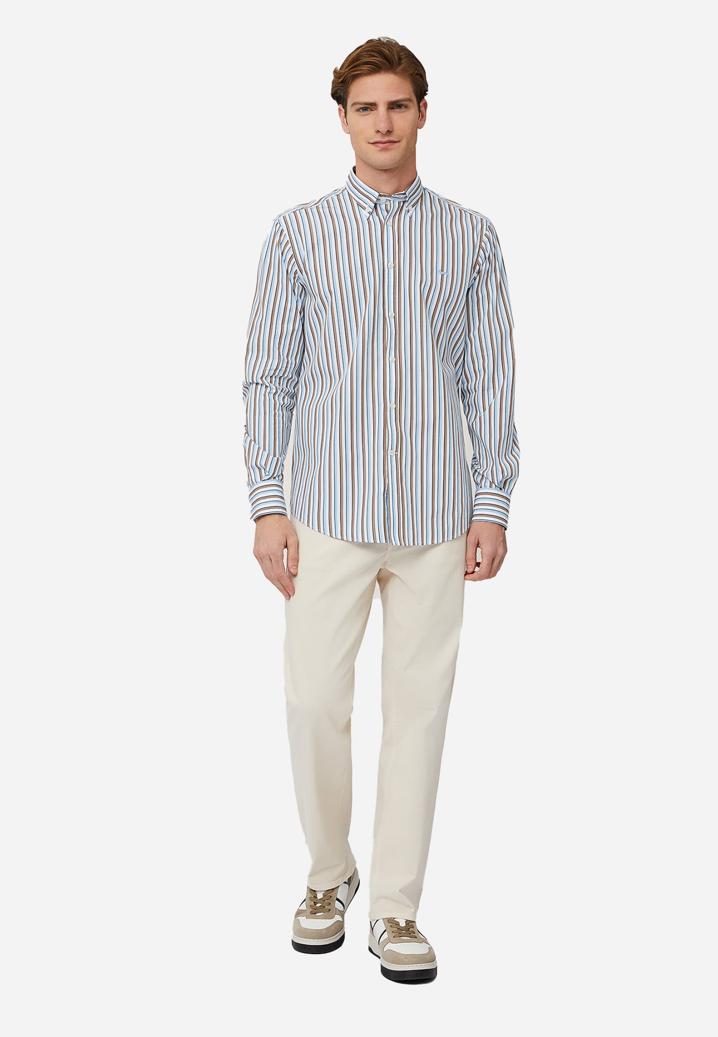CAMISA SPORT HARMONT & BLAINE AZUL CAFE ALGODON (CRM001012970M-810)