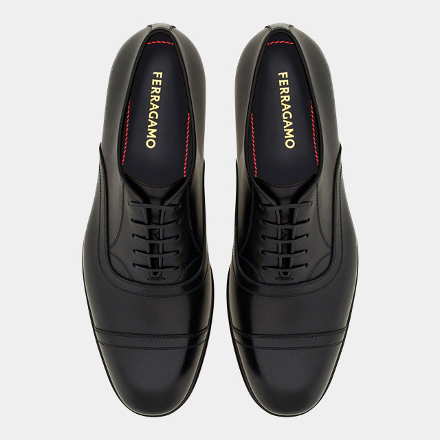 ZAPATO FERRAGAMO NEGRO CUERO (775110-CORTEZ)