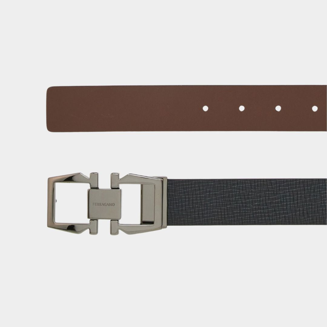 CINTURON FERRAGAMO NEGRO CAFE CUERO (764796-670251)