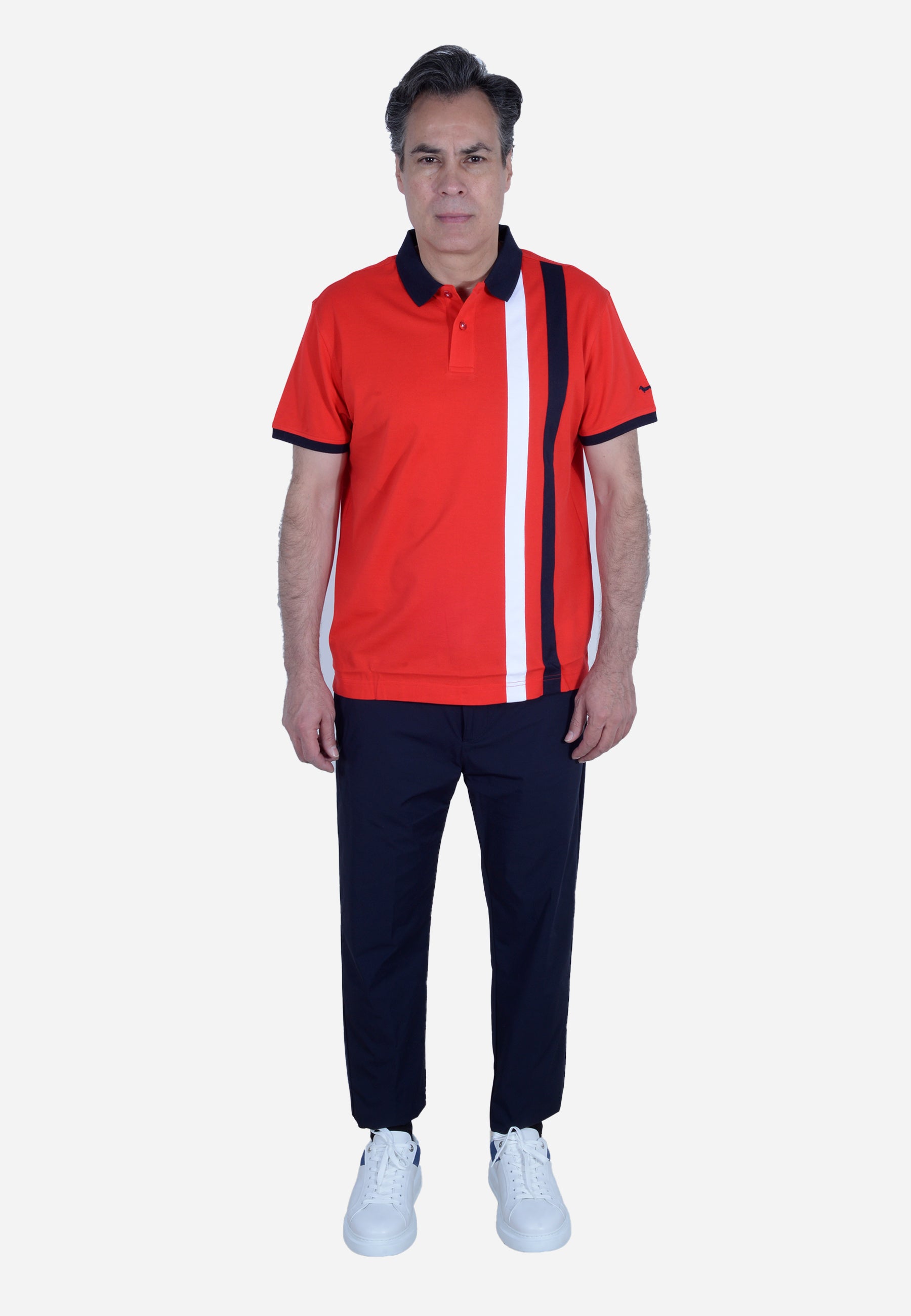 Camisa Polo Con Líneas Rojas H&B