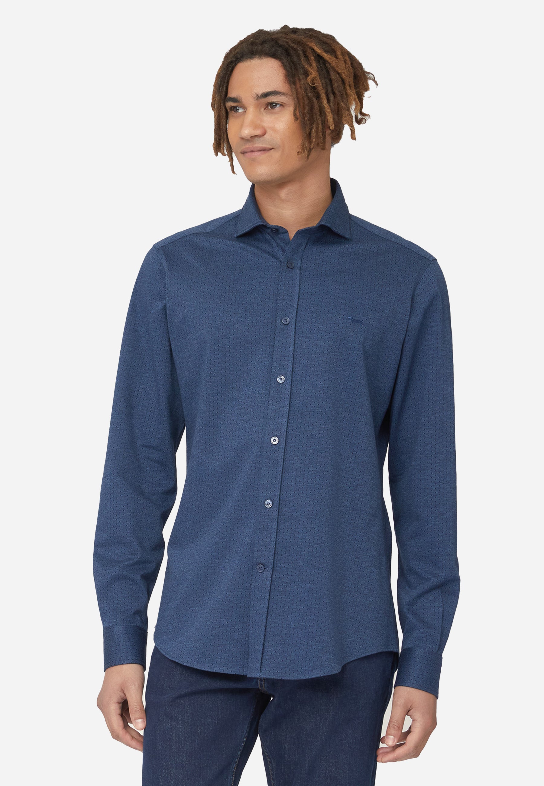 Camisa Sport Azul Algodon H&B