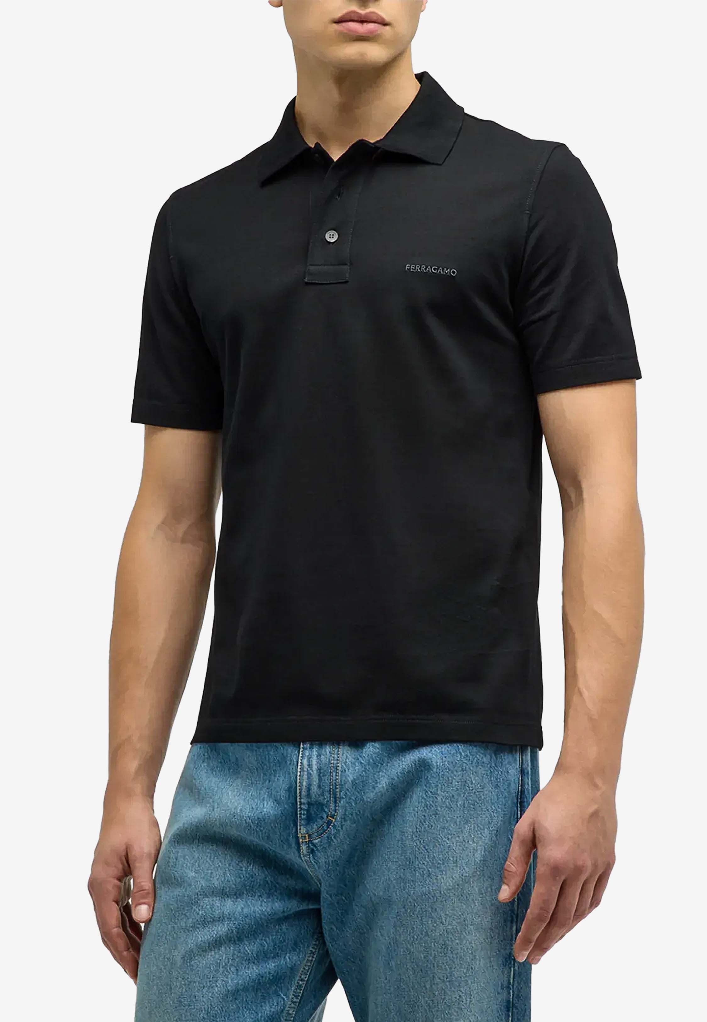 Camiseta Polo Negro Algodón – Le Collezioni