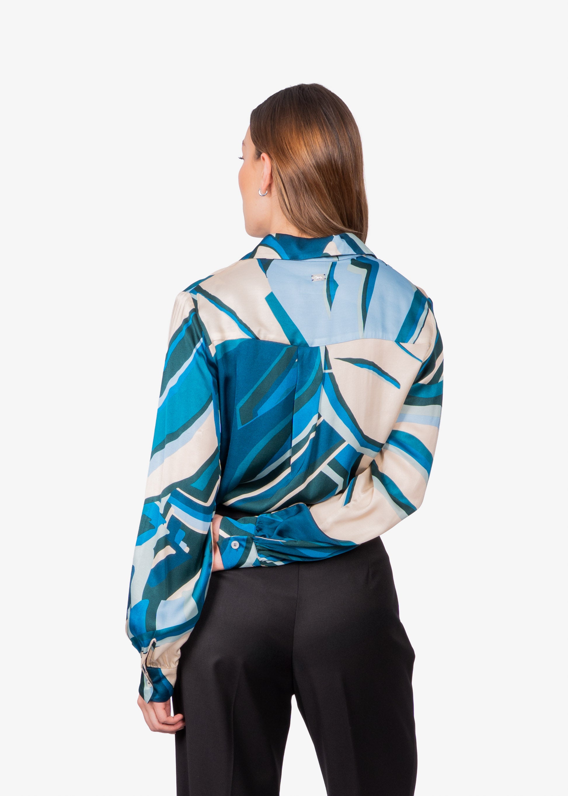 Blusa Dama Beige/Azul Viscosa H&B