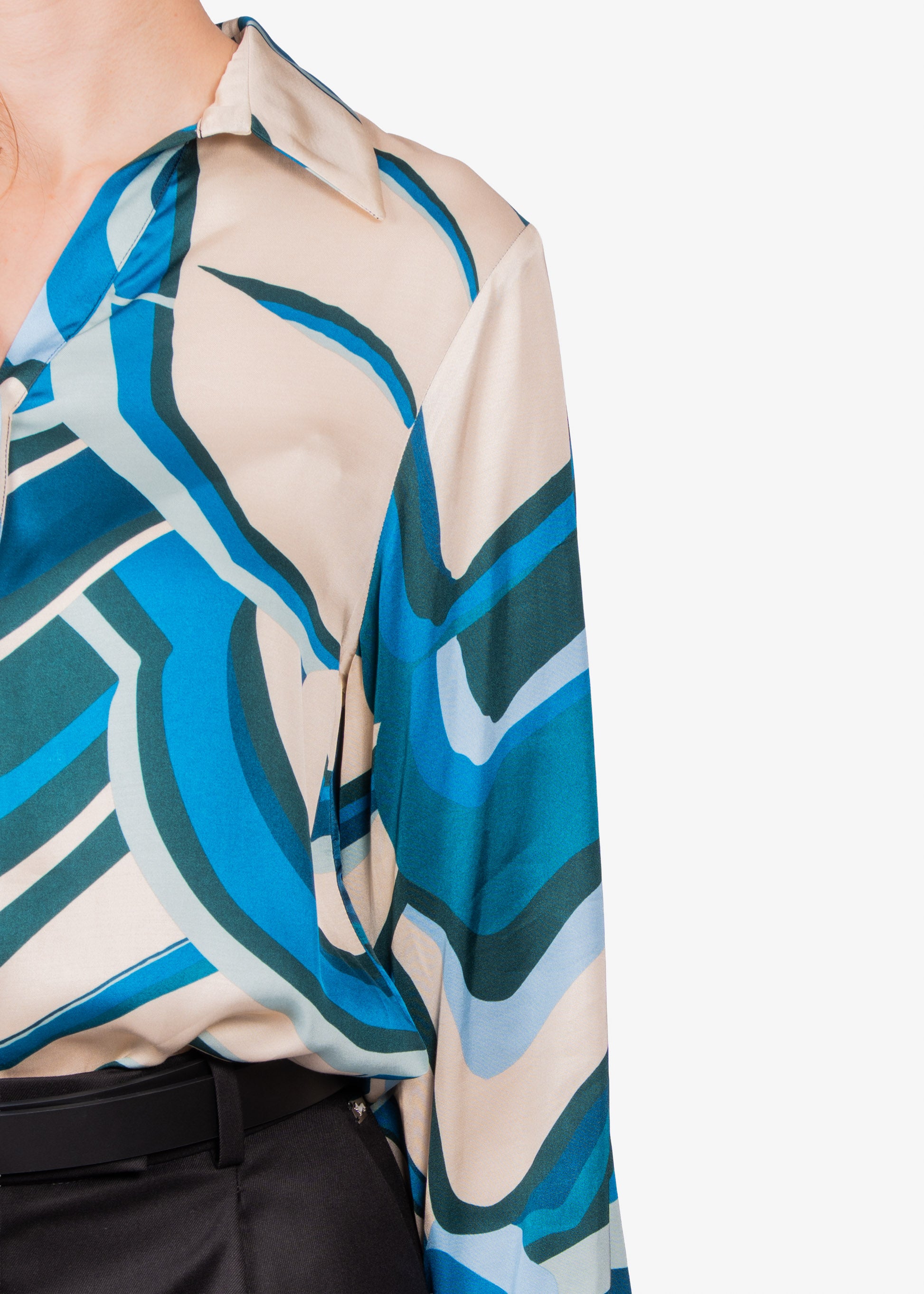 Blusa Dama Beige/Azul Viscosa H&B