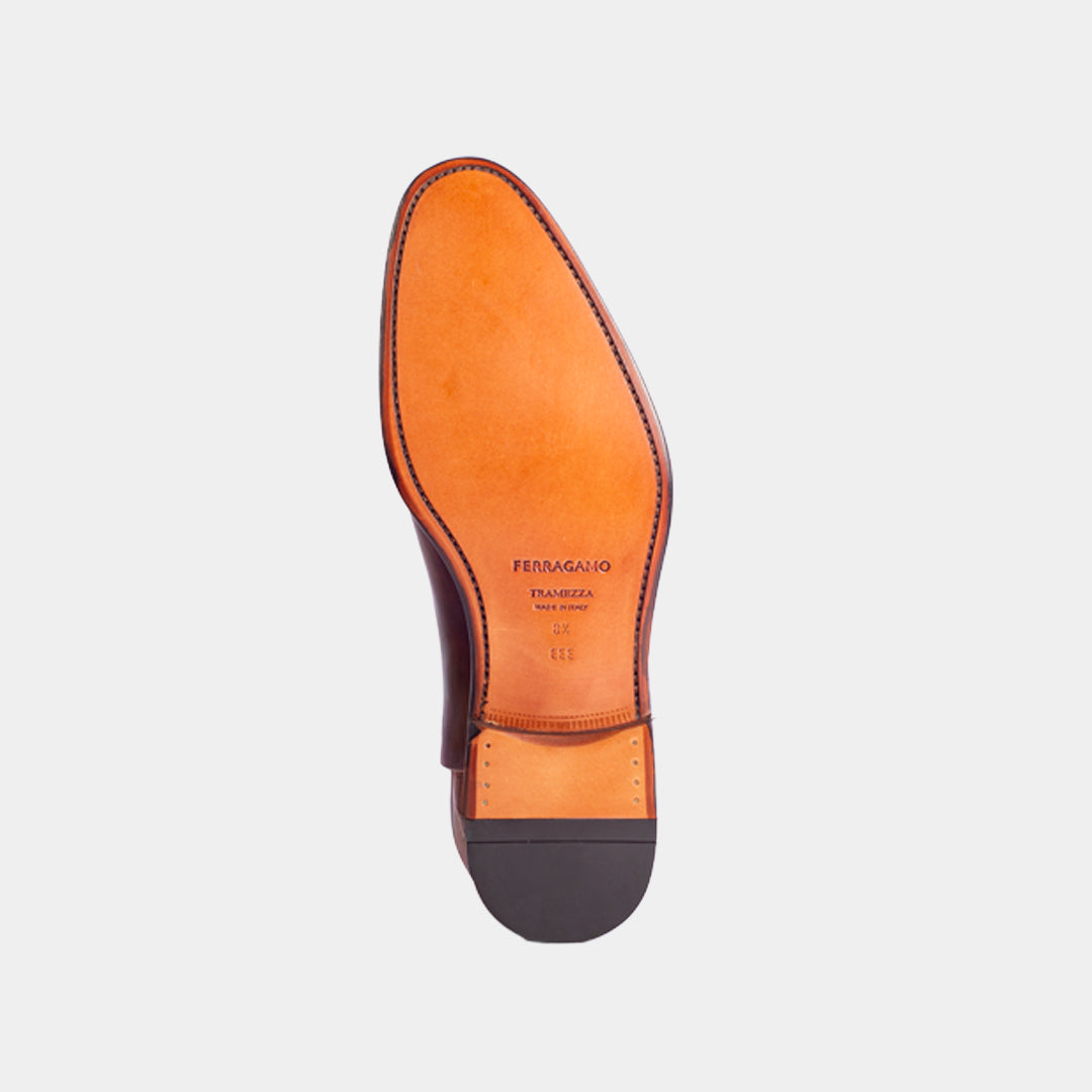 ZAPATO FERRAGAMO MARRON CUERO T-8.5