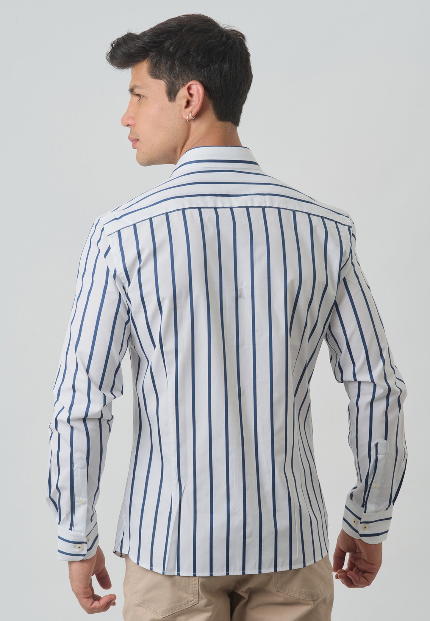 CAMISA HACKETT BLANCO/AZUL 100%ALGODON (HM309408-8AC)