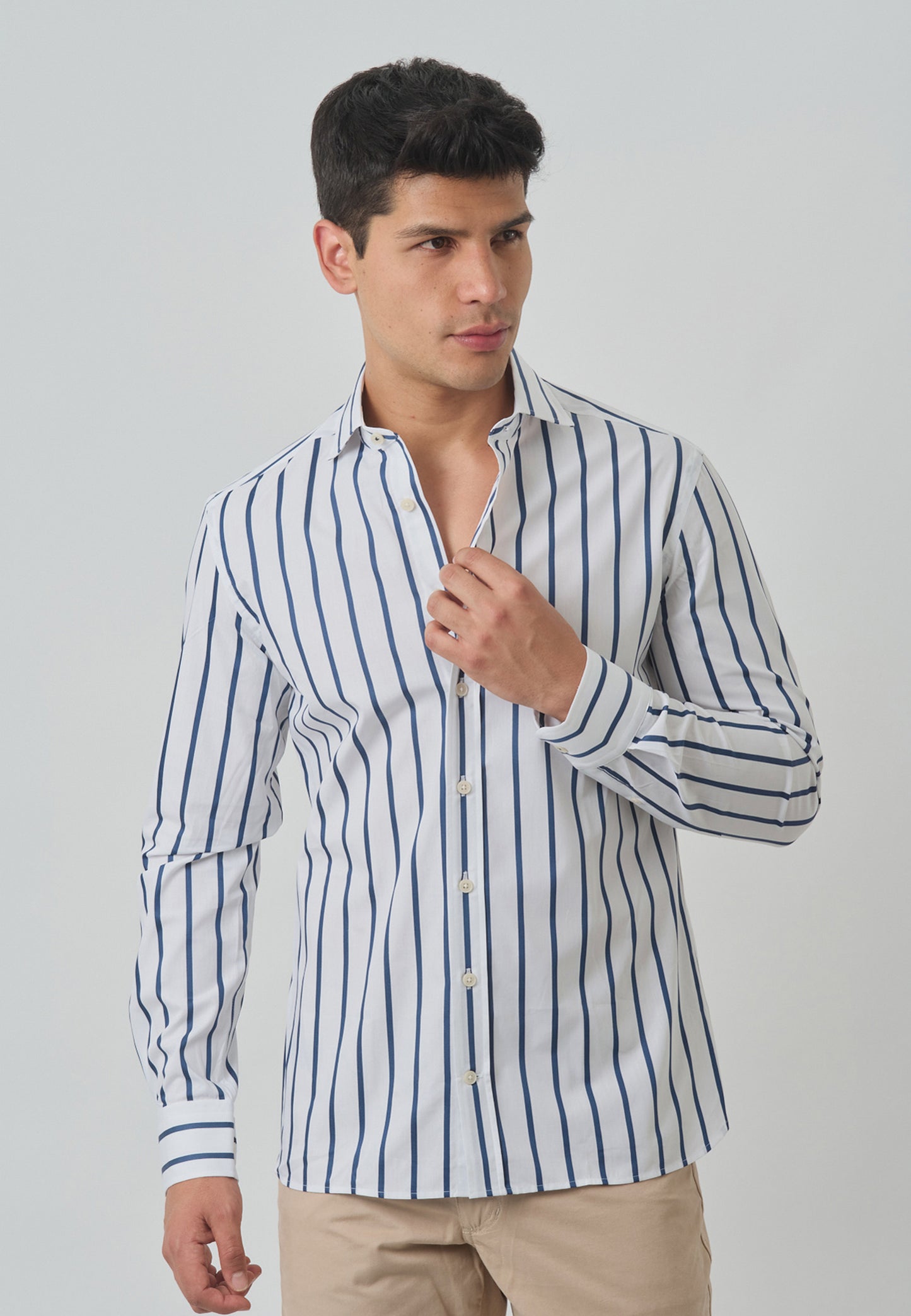 CAMISA HACKETT BLANCO/AZUL 100%ALGODON (HM309408-8AC)