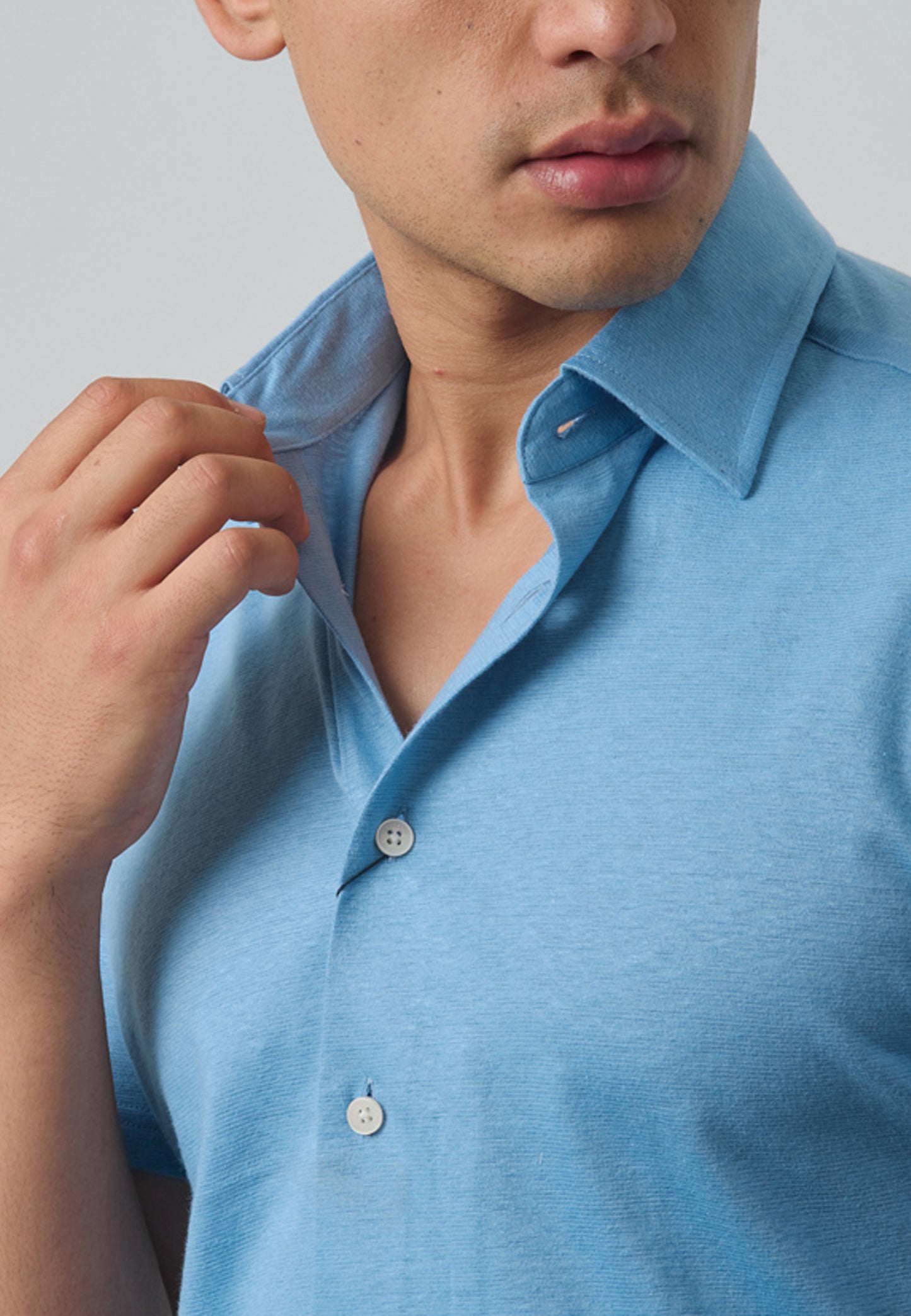 CAMISA HACKETT AZUL LINO+ALGODÓN (HM309433-551)