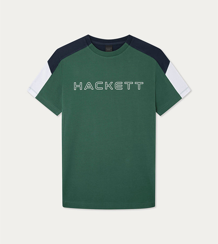 CAMISETA-TSHIRT HACKETT LONDON VERDE GRIS ALGODON (HM500805-6AB)
