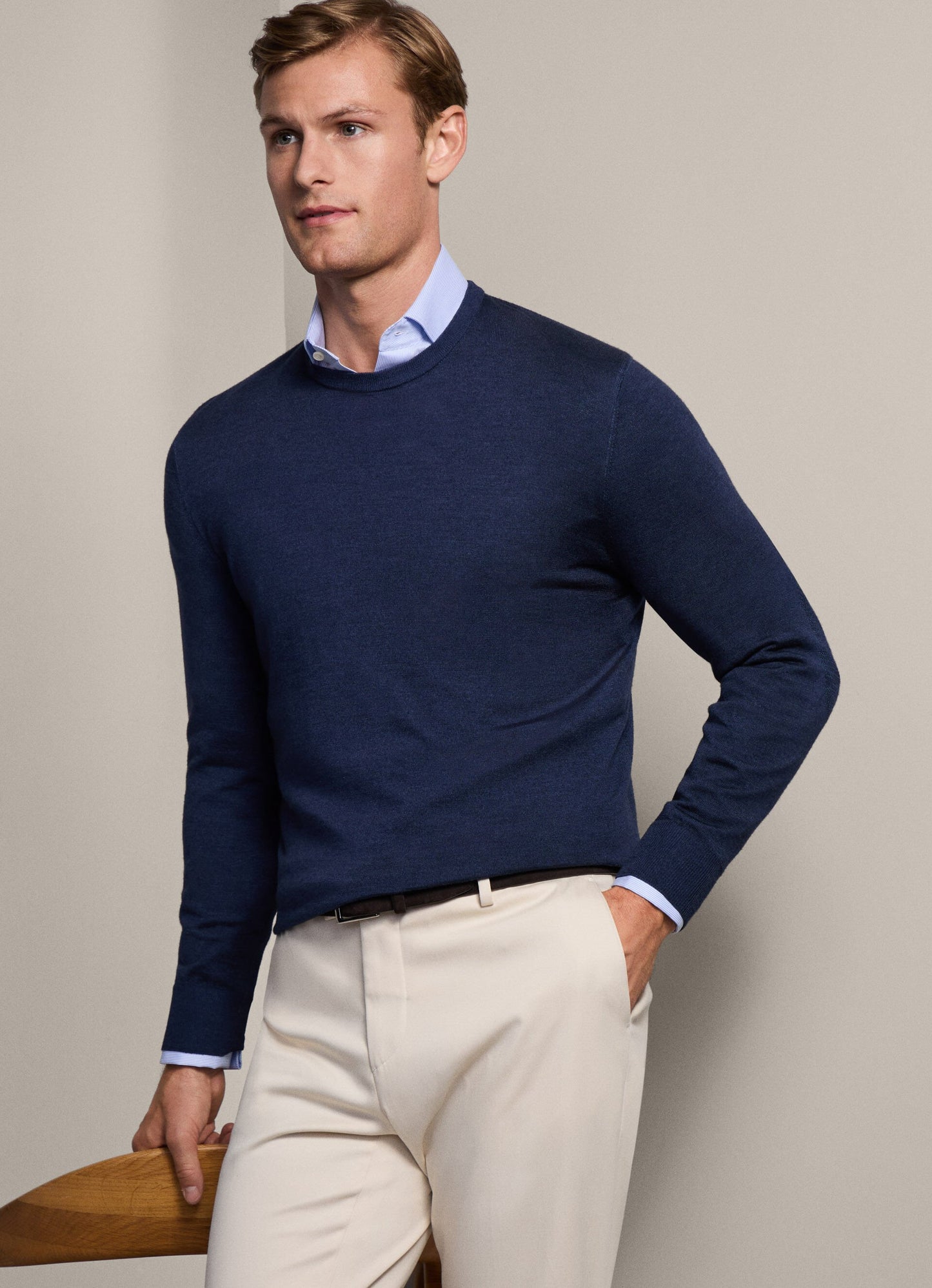 SWETER HACKETT LONDON AZUL LANA MERINO + SEDA (HM702926-595)