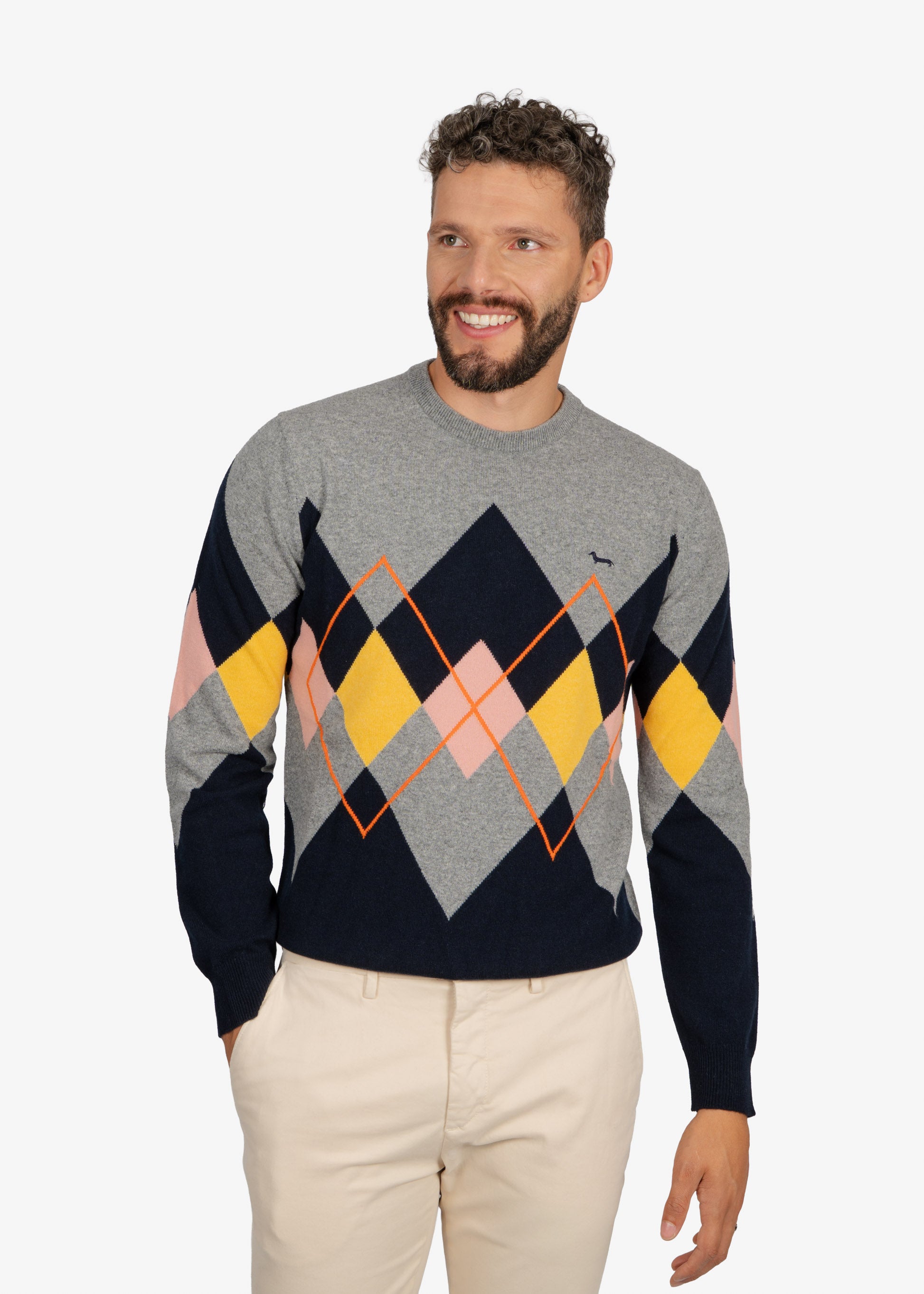 Sweater Argyle Gris Estampado H&B