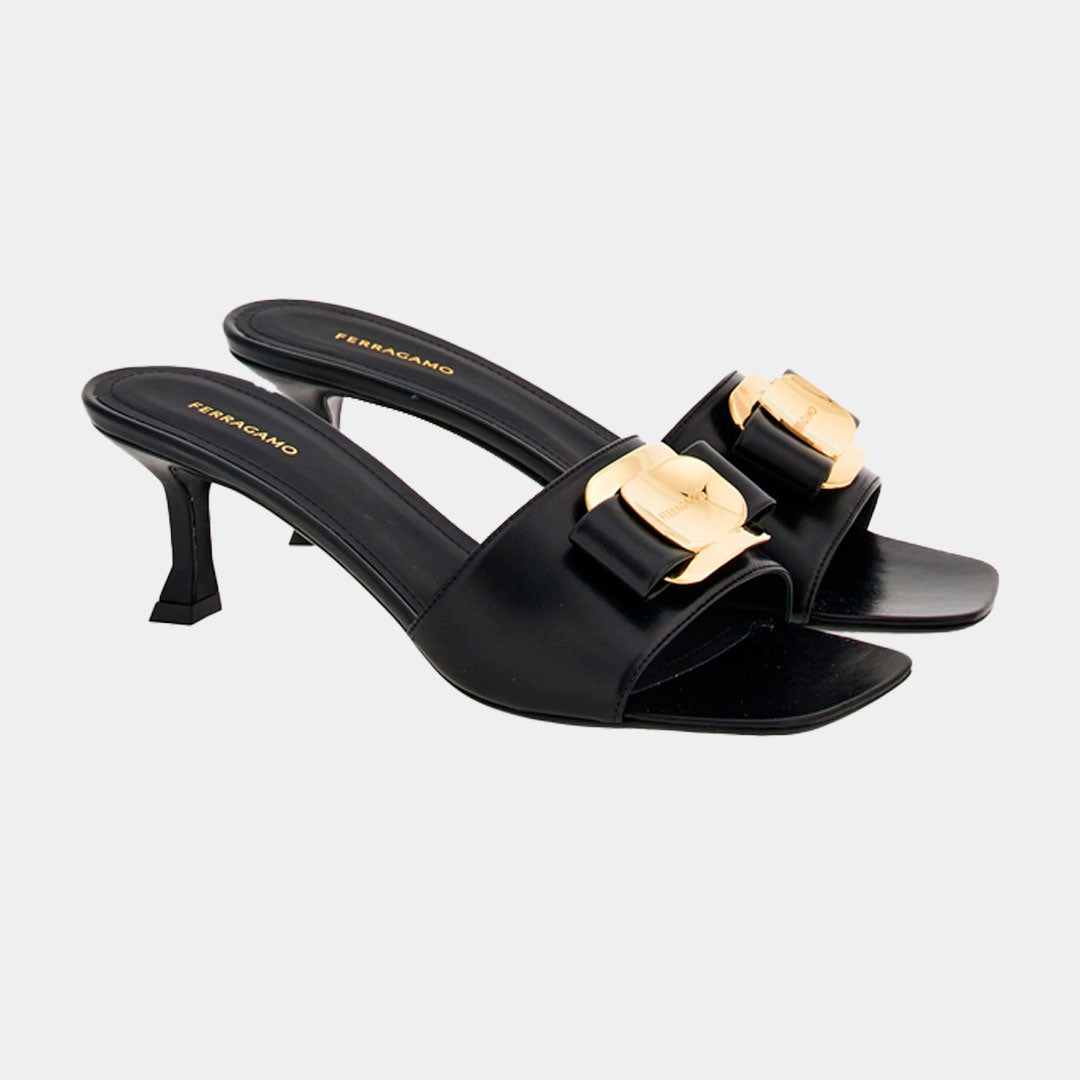 Sandalia Dama Gancini Zelie New Vara Negro S.F.
