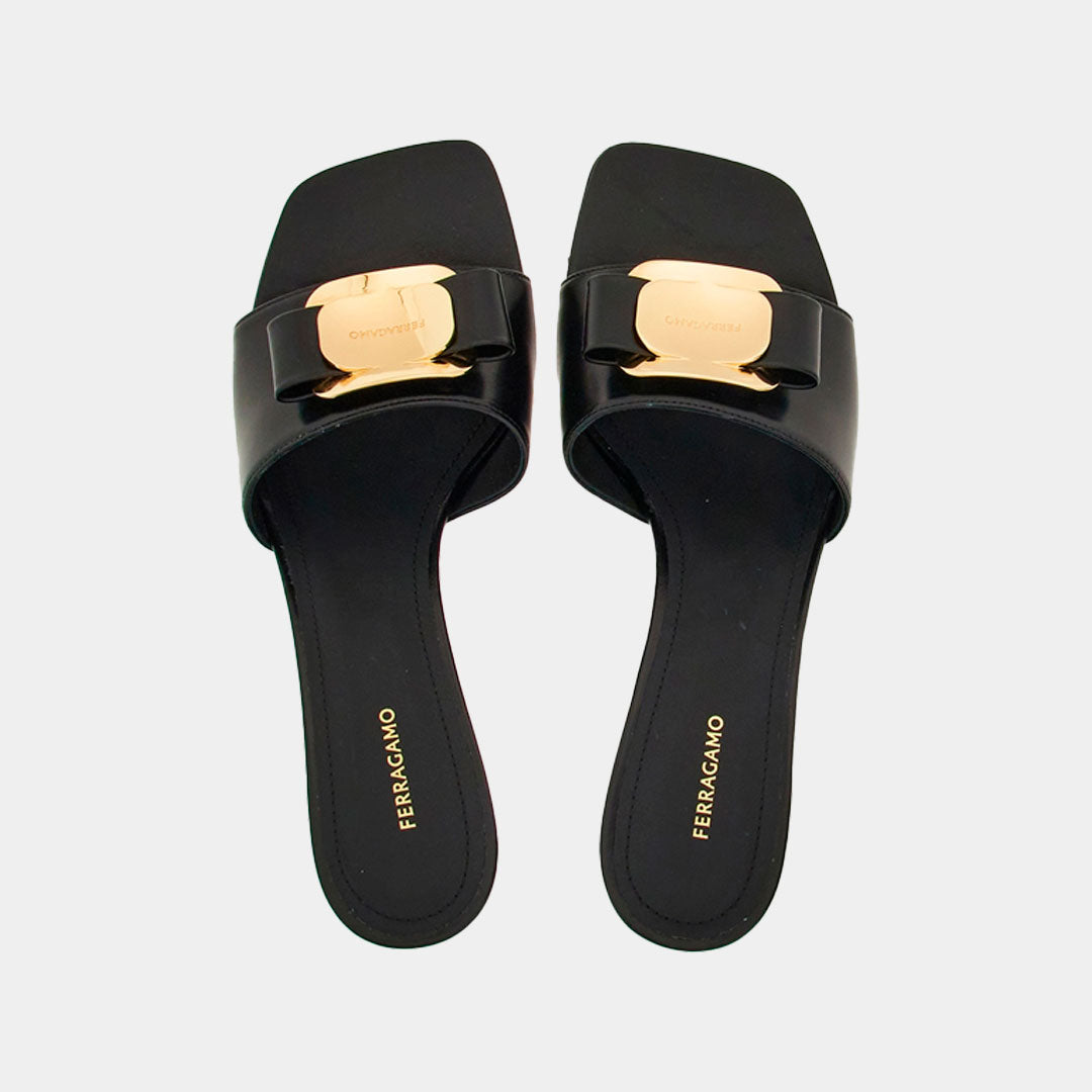 Sandalia Dama Gancini Zelie New Vara Negro S.F.