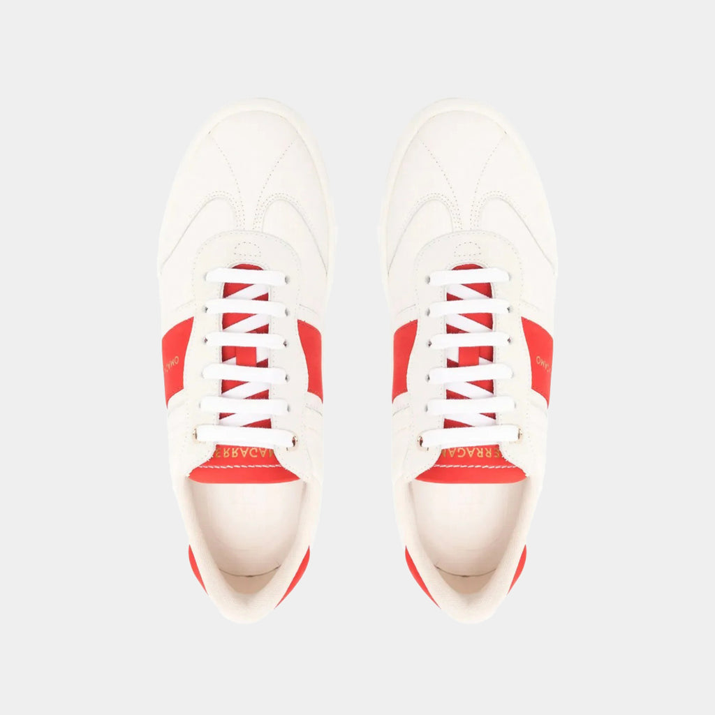 Tenis Dama en Cuero Blanco/Rojo S.F.