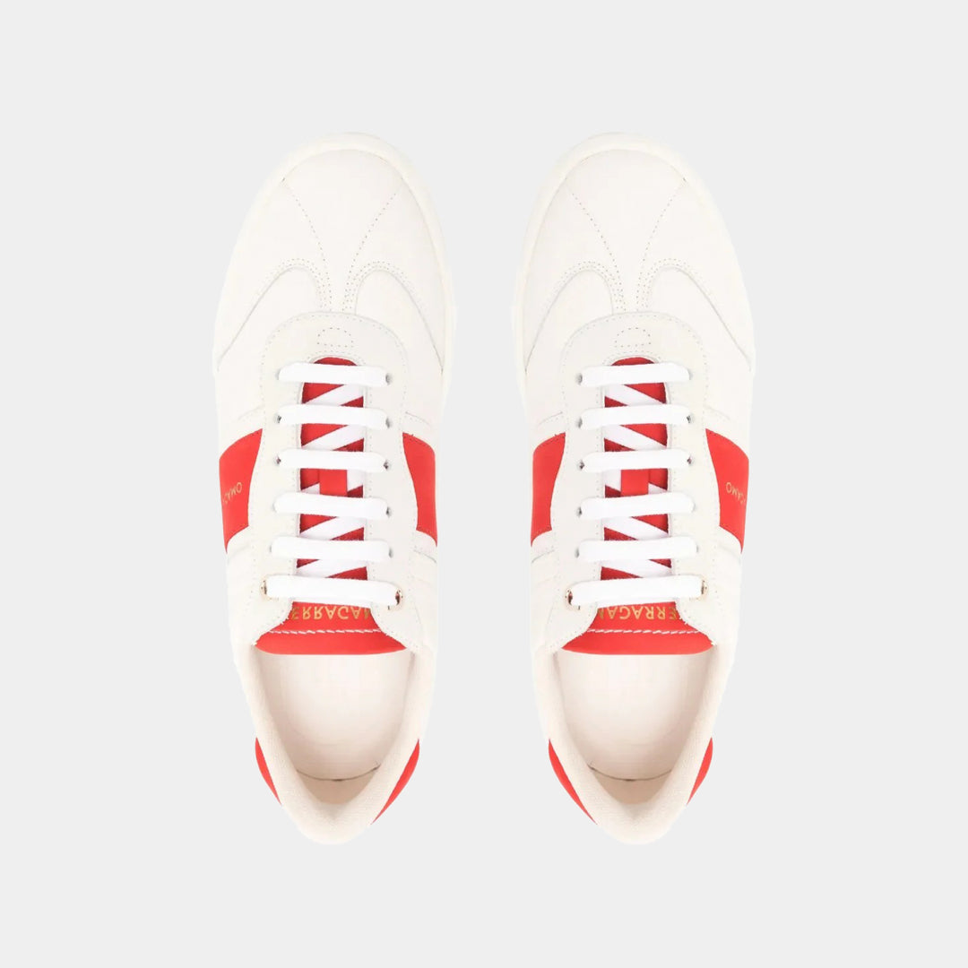 Tenis Dama en Cuero Blanco/Rojo S.F.