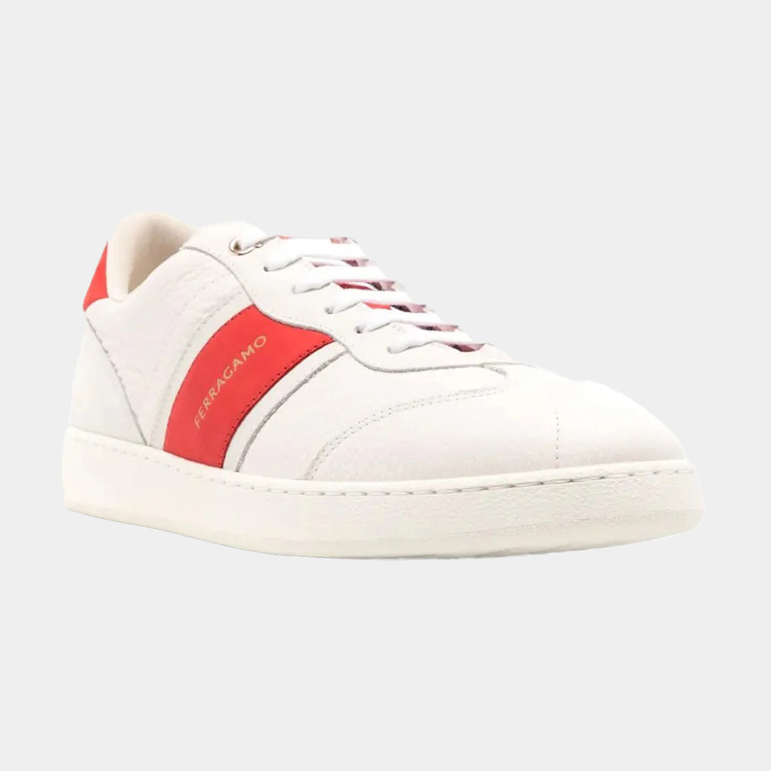 Tenis Dama en Cuero Blanco/Rojo S.F.