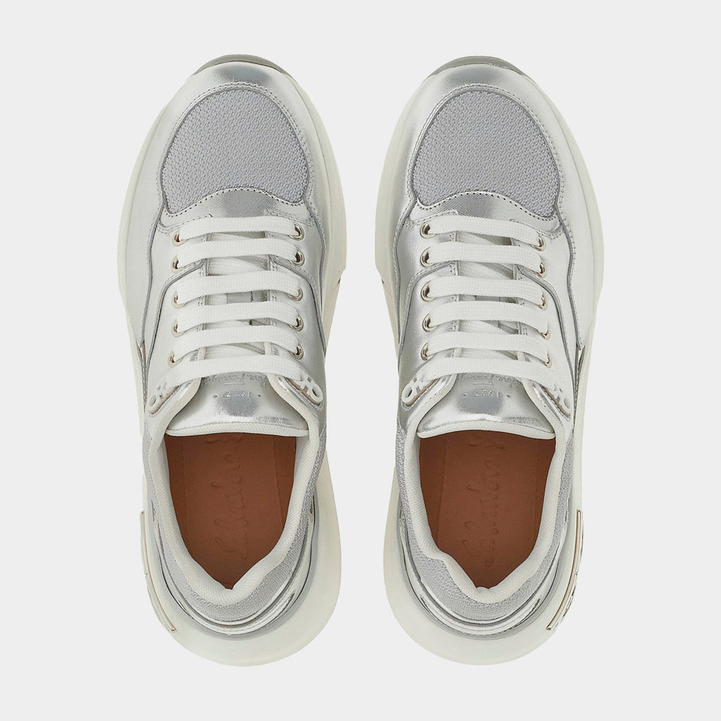 TENIS FERRAGAMO DAMA BLANCO GRIS  100% piel (758717-COSMA LOW)