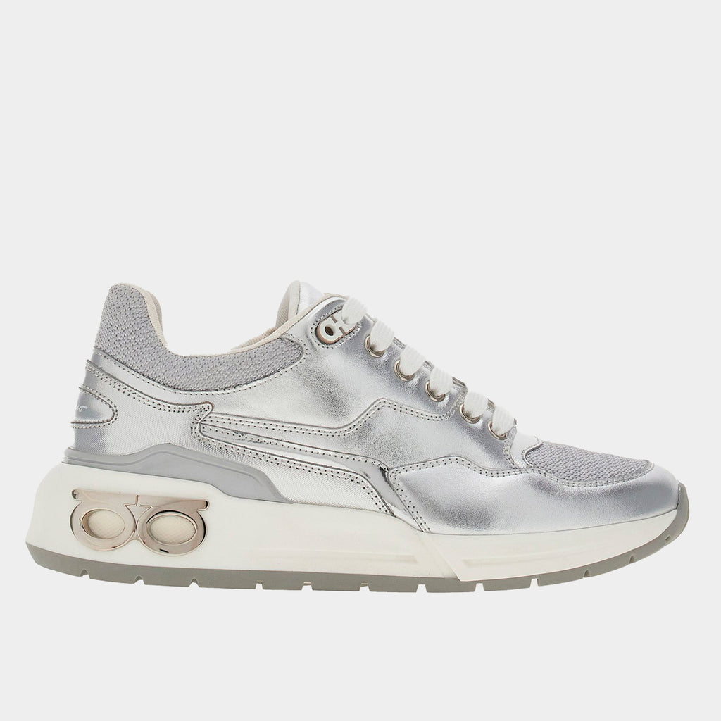 TENIS FERRAGAMO DAMA BLANCO GRIS  100% piel (758717-COSMA LOW)