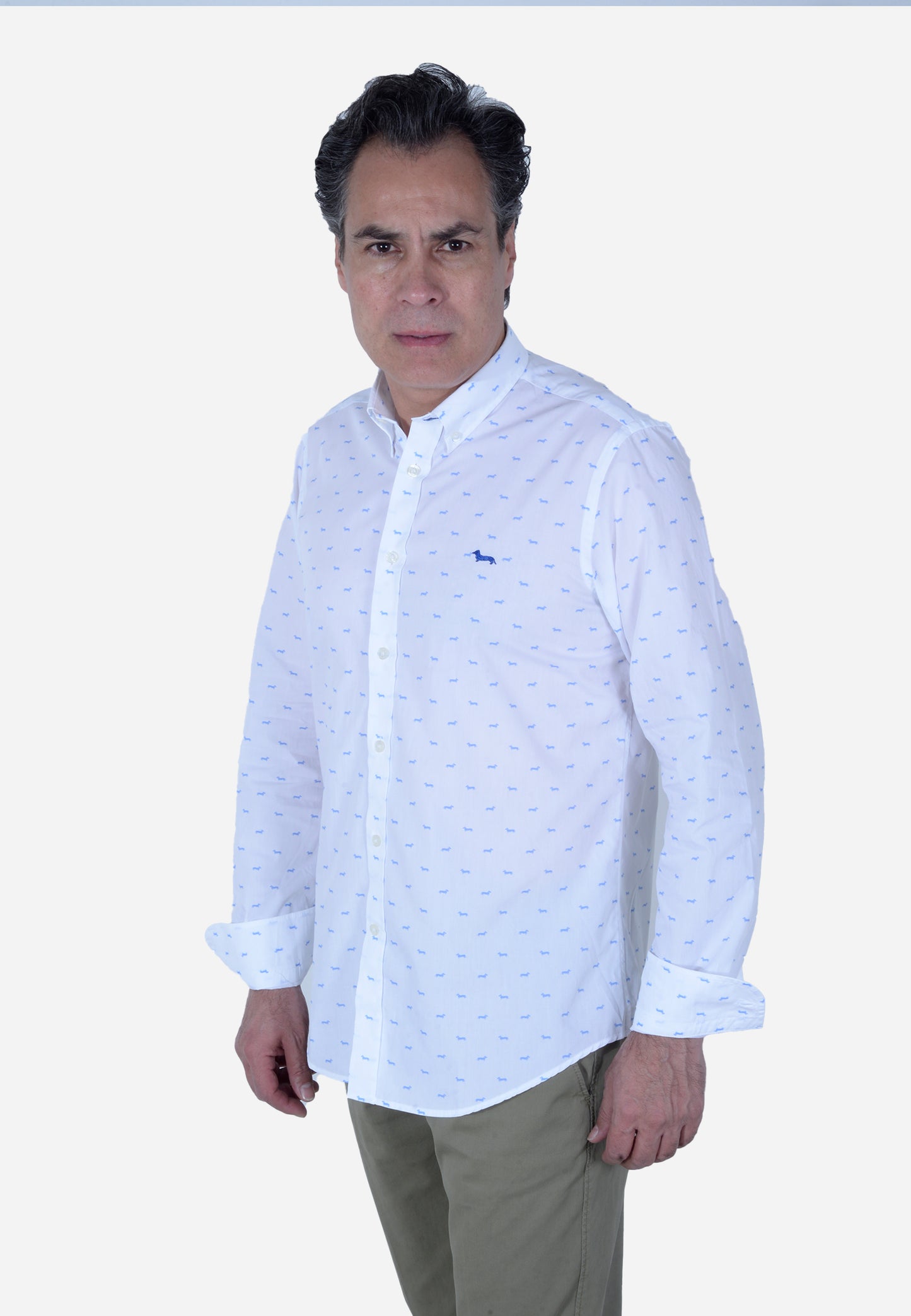 CAMISA HARMONT & BLAINE BLANCO FIG AZUL ALGODÓN (CRL001S11759M-807)