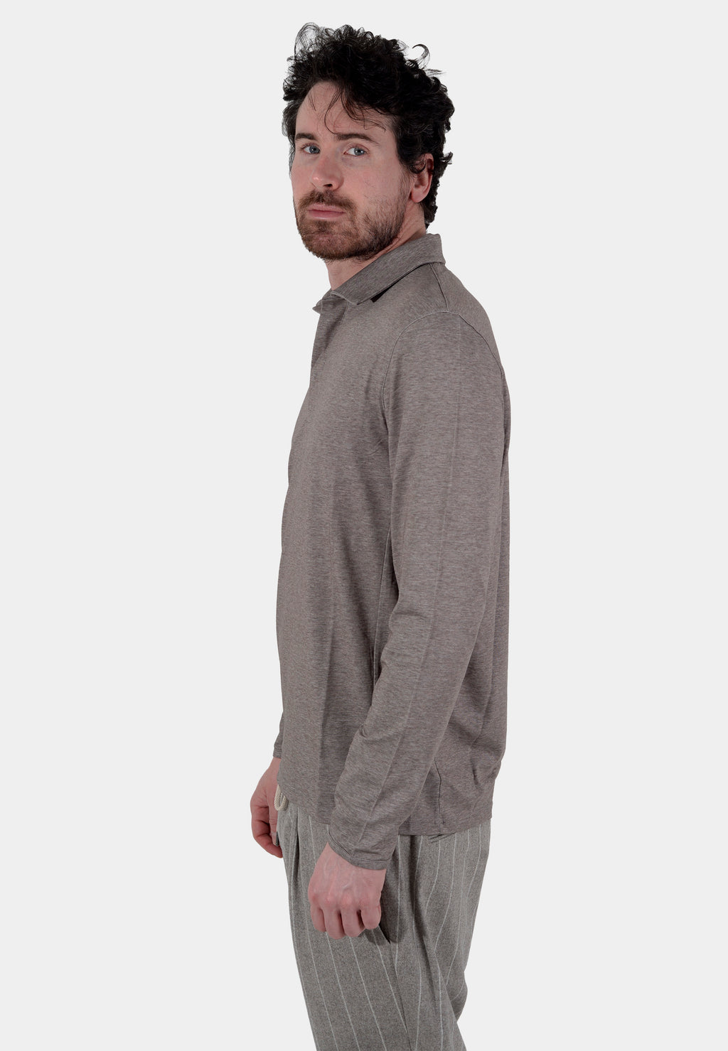 CAMISETA POLO BOGGI CAFE M/L POLIAM ALGOD T-L
