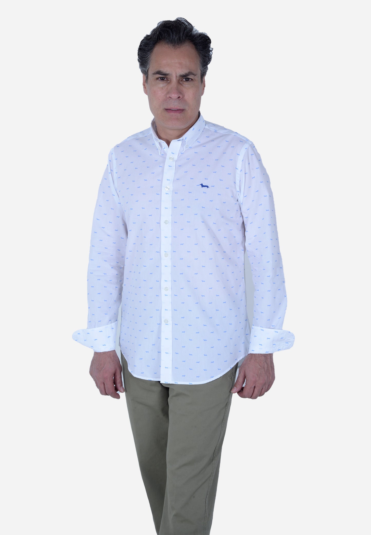 CAMISA HARMONT & BLAINE BLANCO FIG AZUL ALGODÓN (CRL001S11759M-807)