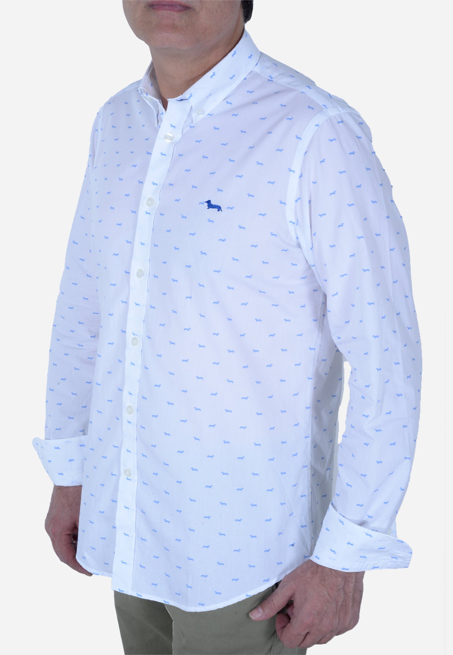 CAMISA HARMONT & BLAINE BLANCO FIG AZUL ALGODÓN (CRL001S11759M-807)