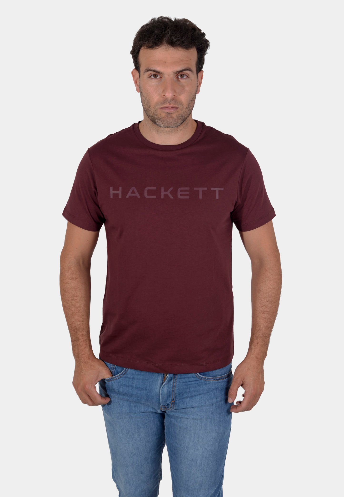 CAMISETA T-SHIRTS HACKETT VINOTINTO 100% COTTON (HM500713-294)