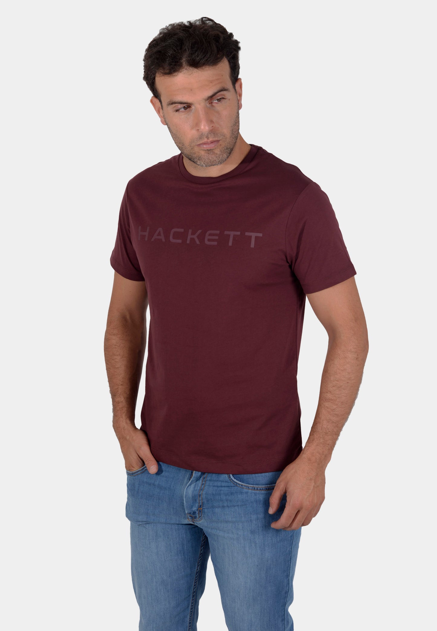 CAMISETA T-SHIRTS HACKETT VINOTINTO 100% COTTON (HM500713-294)