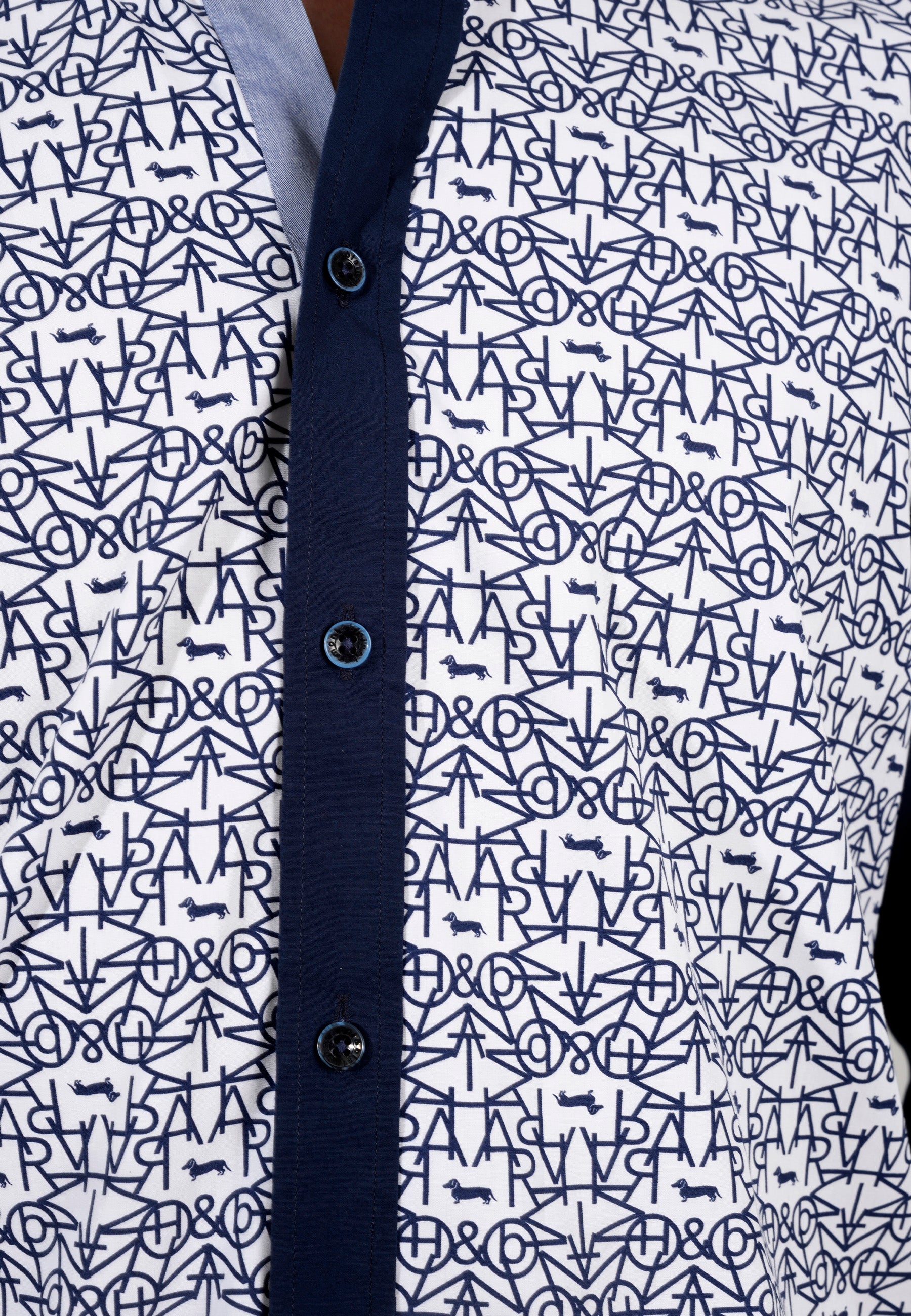 Camisa Estampada Frontal Azul Marino H&B