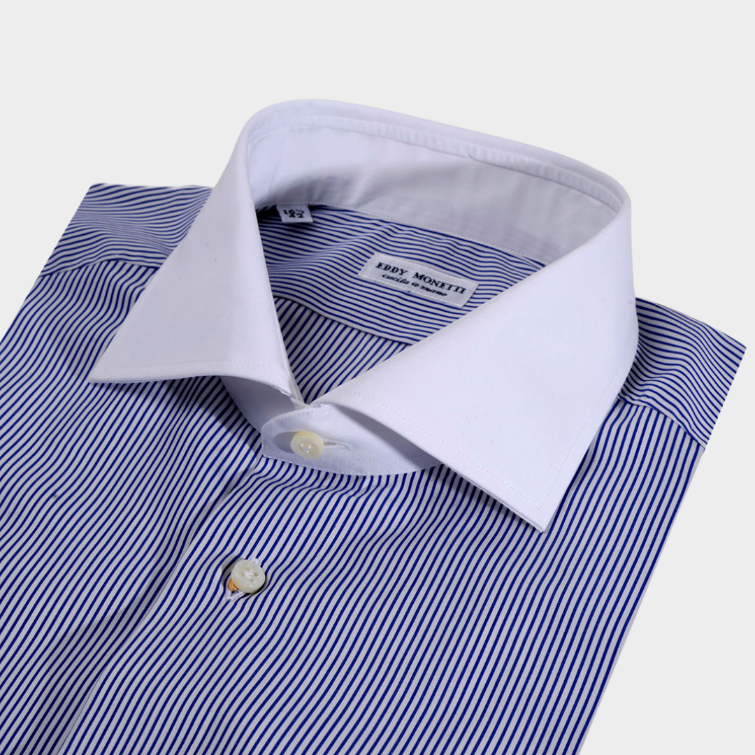 CAMISA EDDY MONETTI BLANCO RYS AZUL ALGODON (FM47350-15)