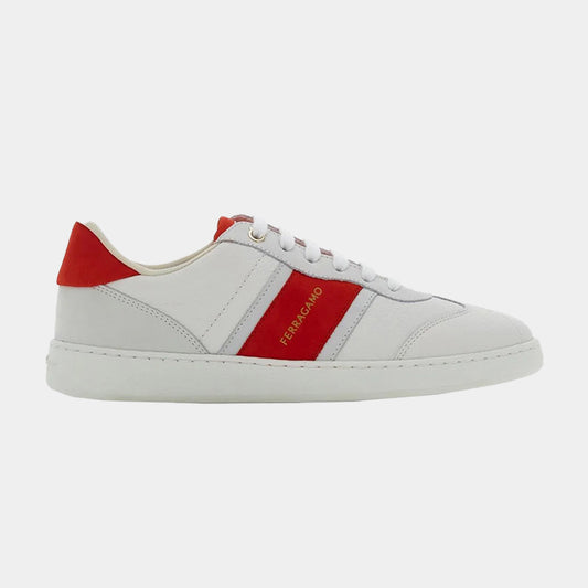 TENIS FERRAGAMO DAMA BLANCO/ROJO CUERO (762274-ACHILLE 1)