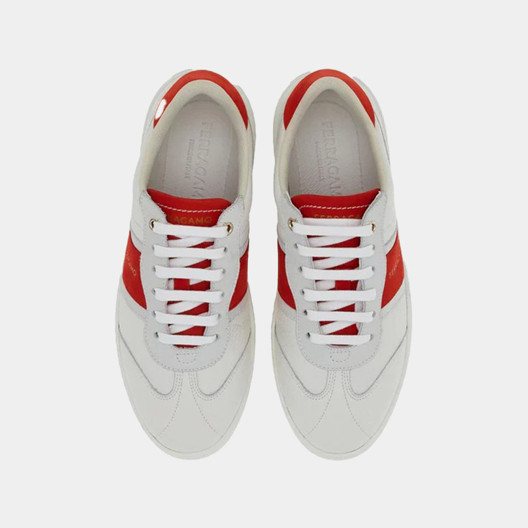 TENIS FERRAGAMO DAMA BLANCO/ROJO CUERO (762274-ACHILLE 1)