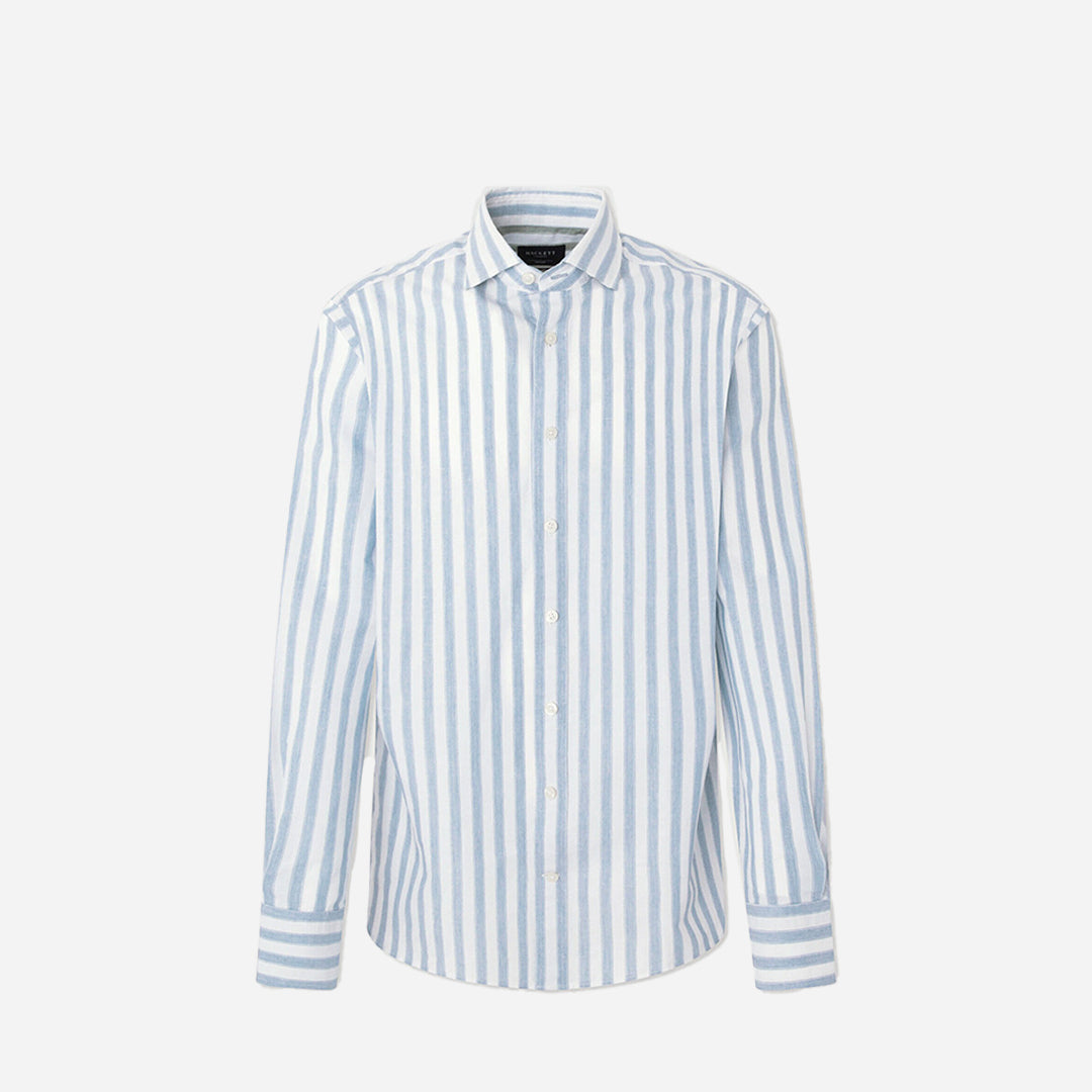 Camisa Blanca con Rayas Azules Anchas H.L.