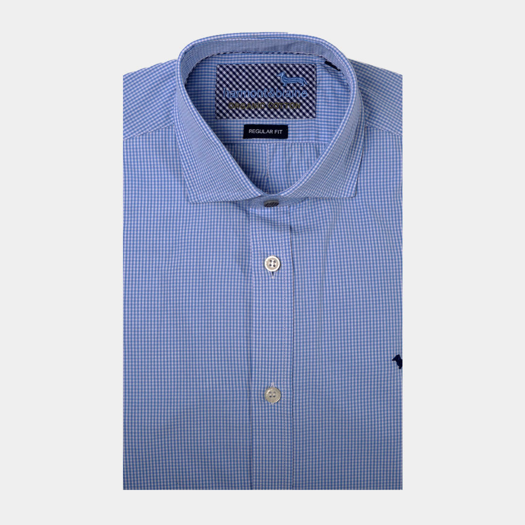 Camisa azul Con Micro Estampado H&B