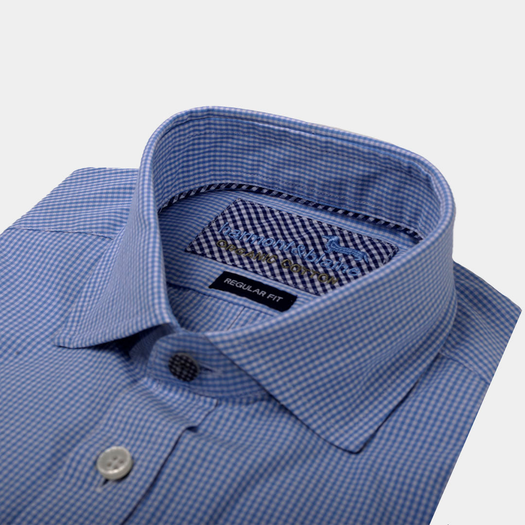 Camisa azul Con Micro Estampado H&B