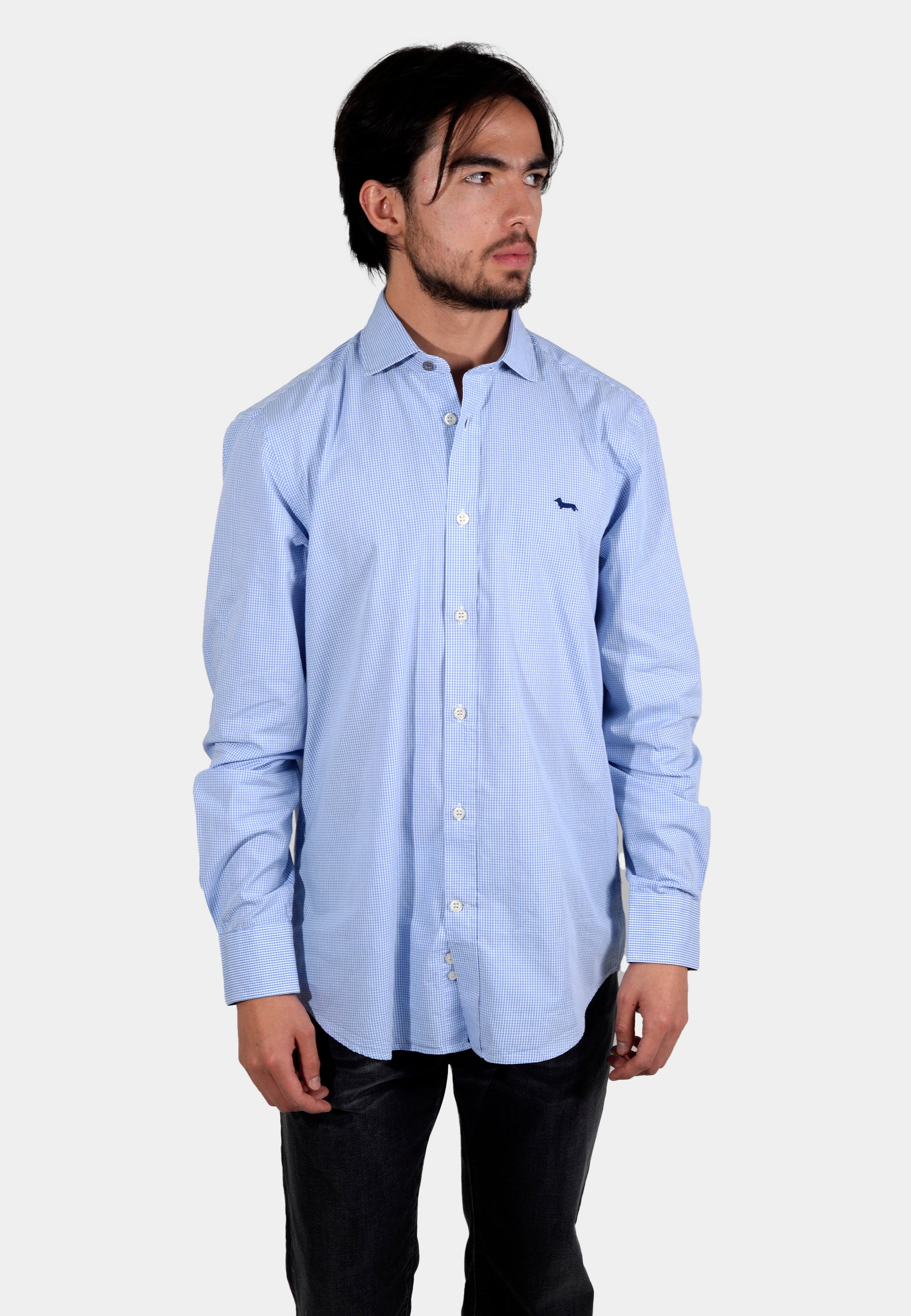 Camisa azul Con Micro Estampado H&B