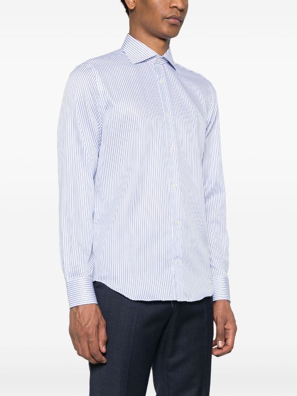 Camisa Clasic Blanca con Microrayas Azul