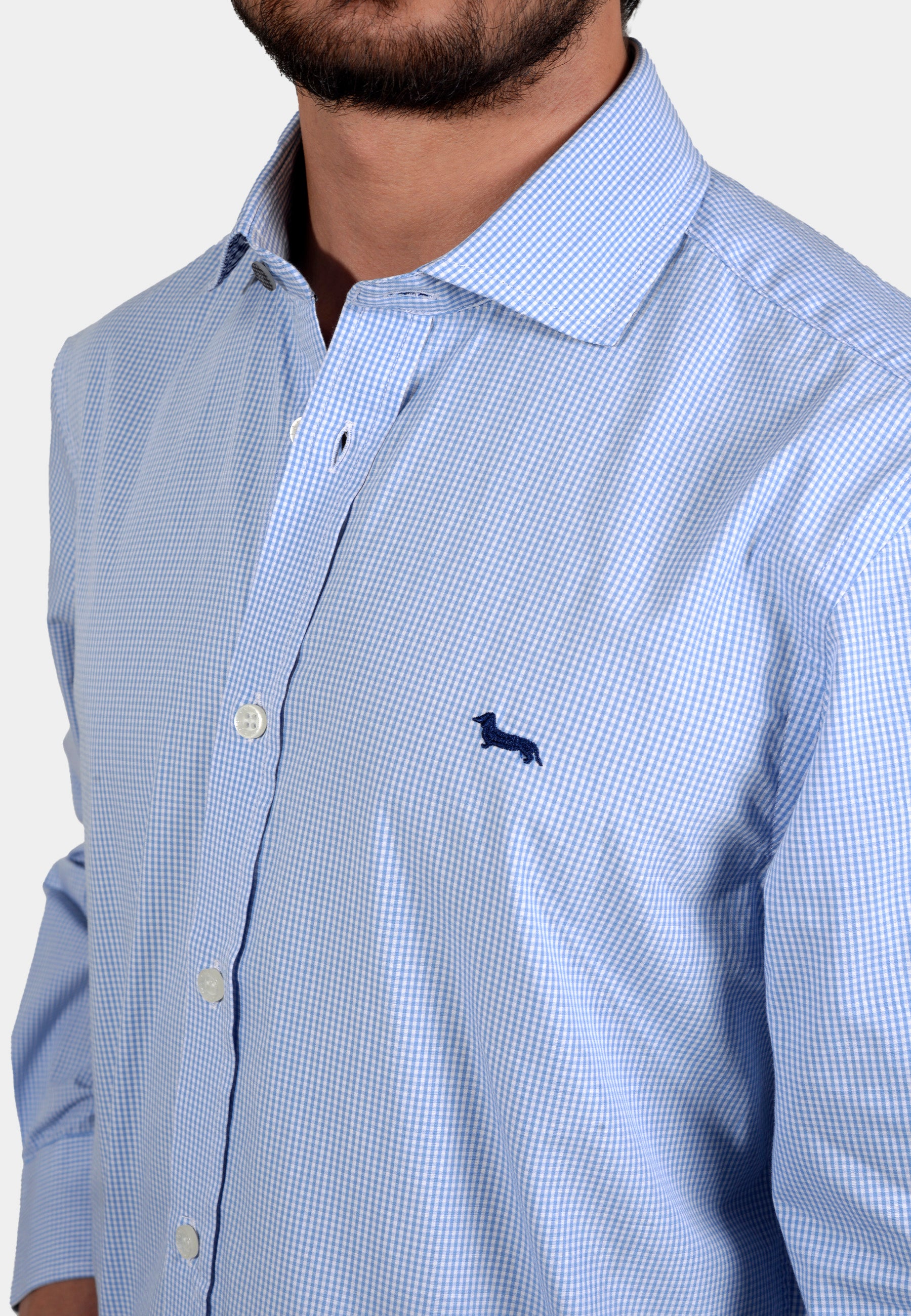 Camisa azul Con Micro Estampado H&B