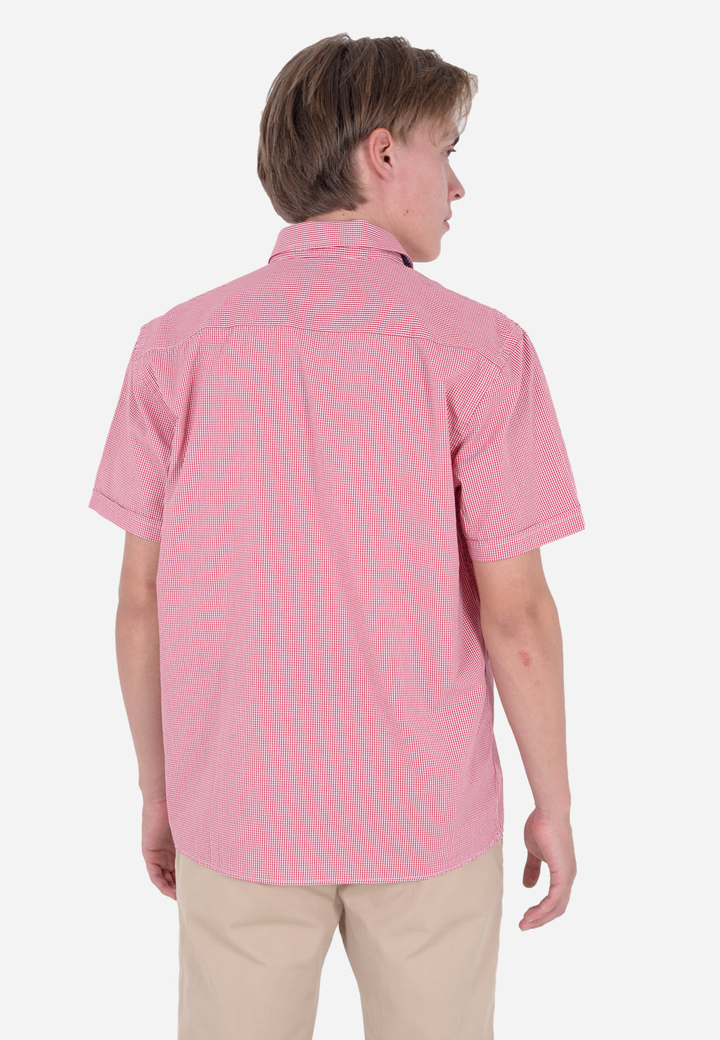 Camisa Roja de Cuadros Pequeños Manga Corta H&B