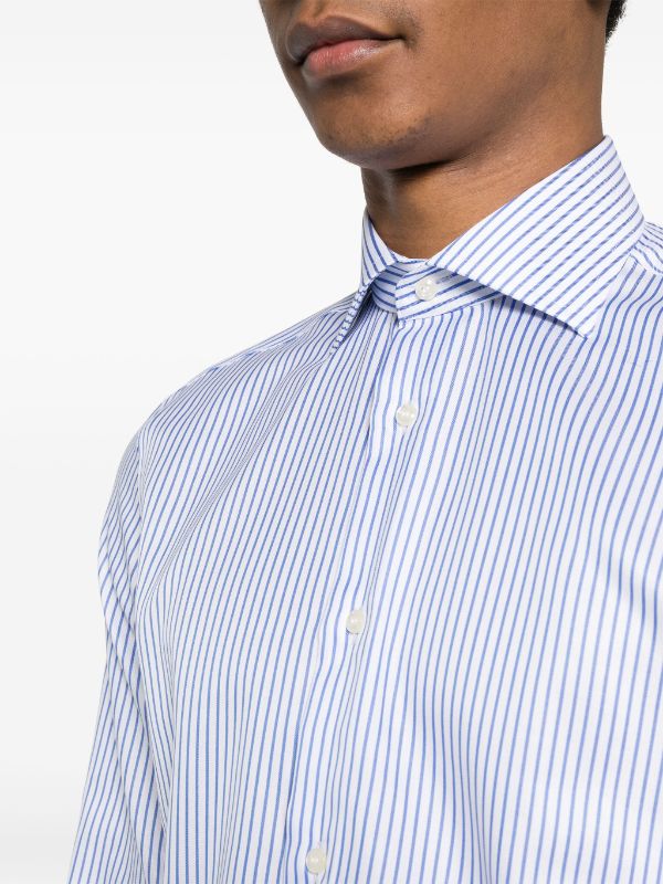 Camisa Clasic Blanca con Microrayas Azul