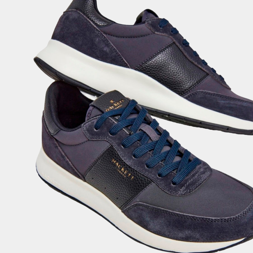 TENIS HACKETT LONDON AZUL CUERO + POLI + FULL(HMS21387-595)
