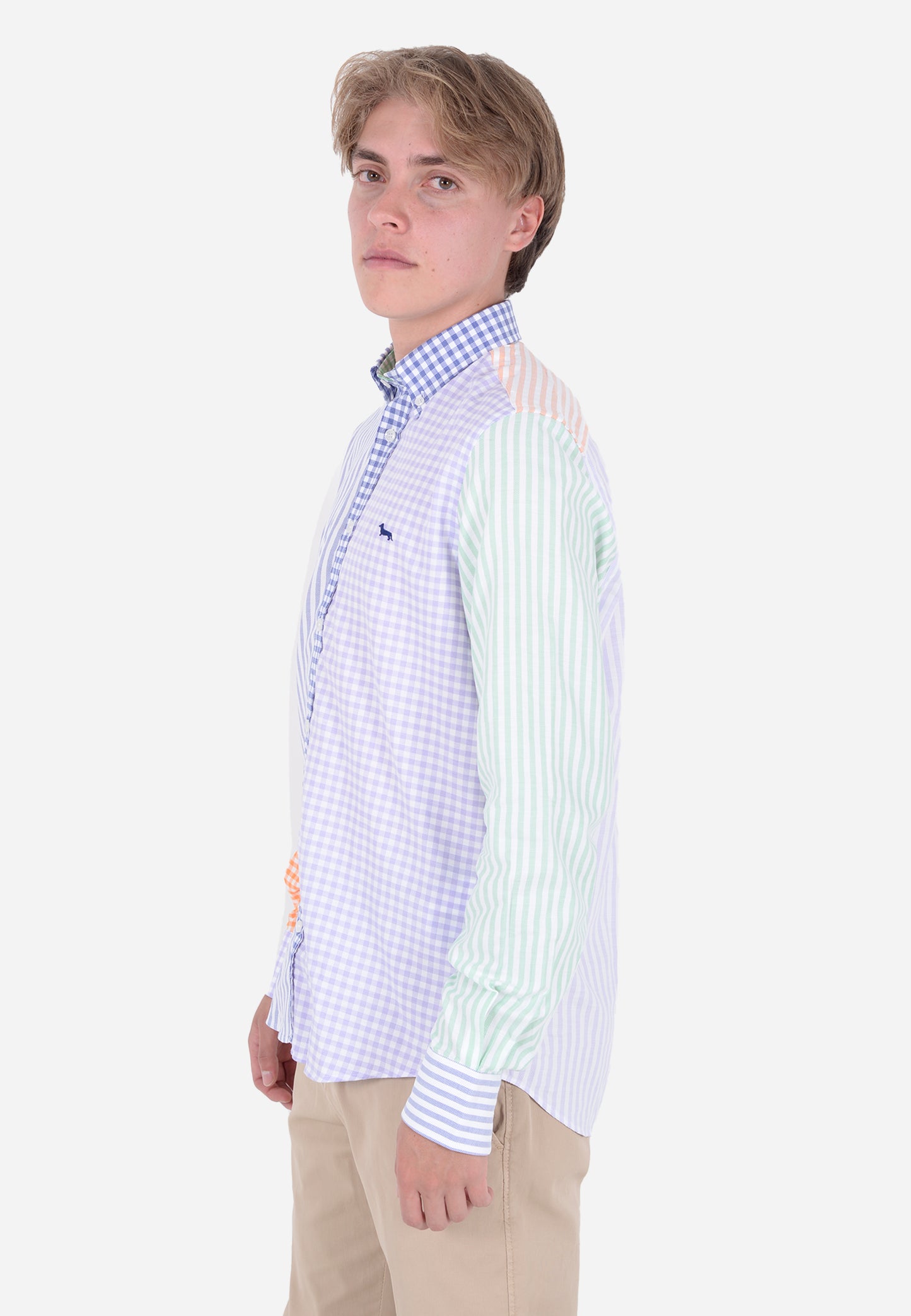 CAMISA HARMOT&BLAINE AZUL MORADO CUAD ALGOD (CRL008012828M-801)