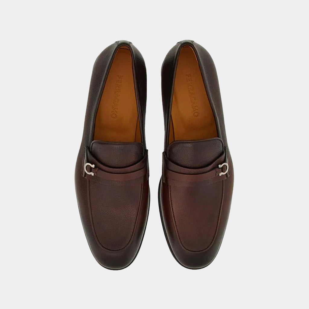Zapato Mocasines con Hebilla Gancini Marrón S.F.