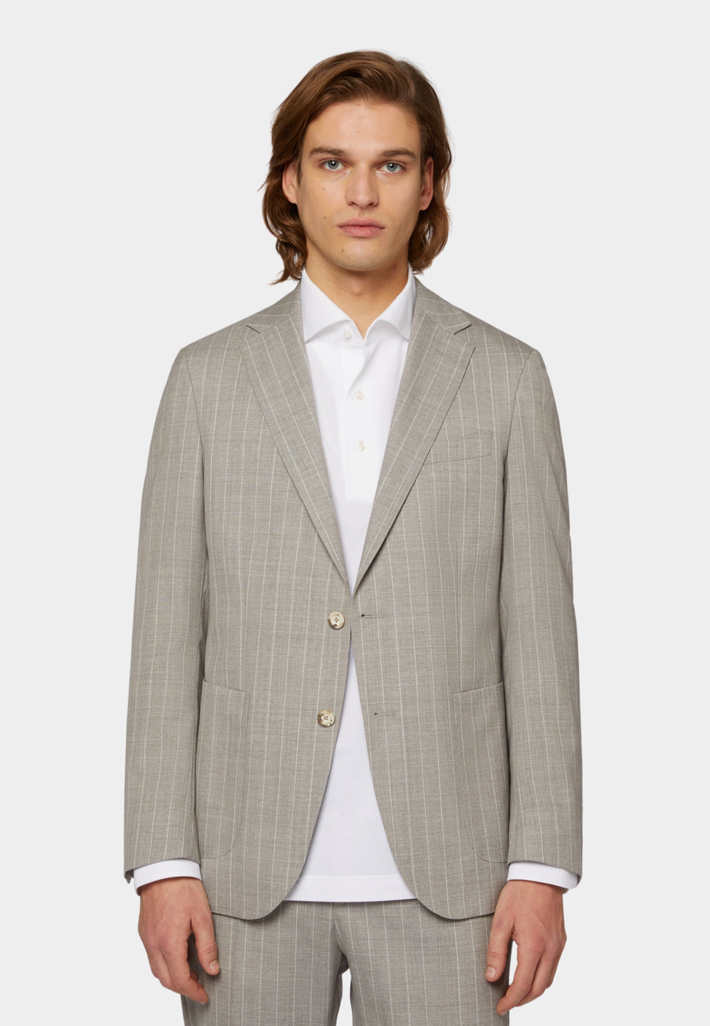Traje de Hombre Rayas Gris Lana B.