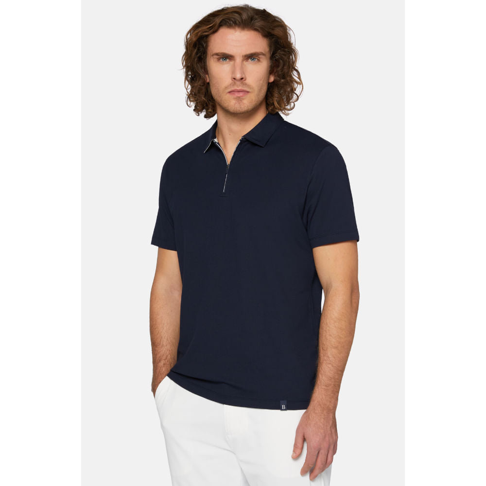 CAMISETA POLO BOGGI AZUL ALG + POLIE + ELAS