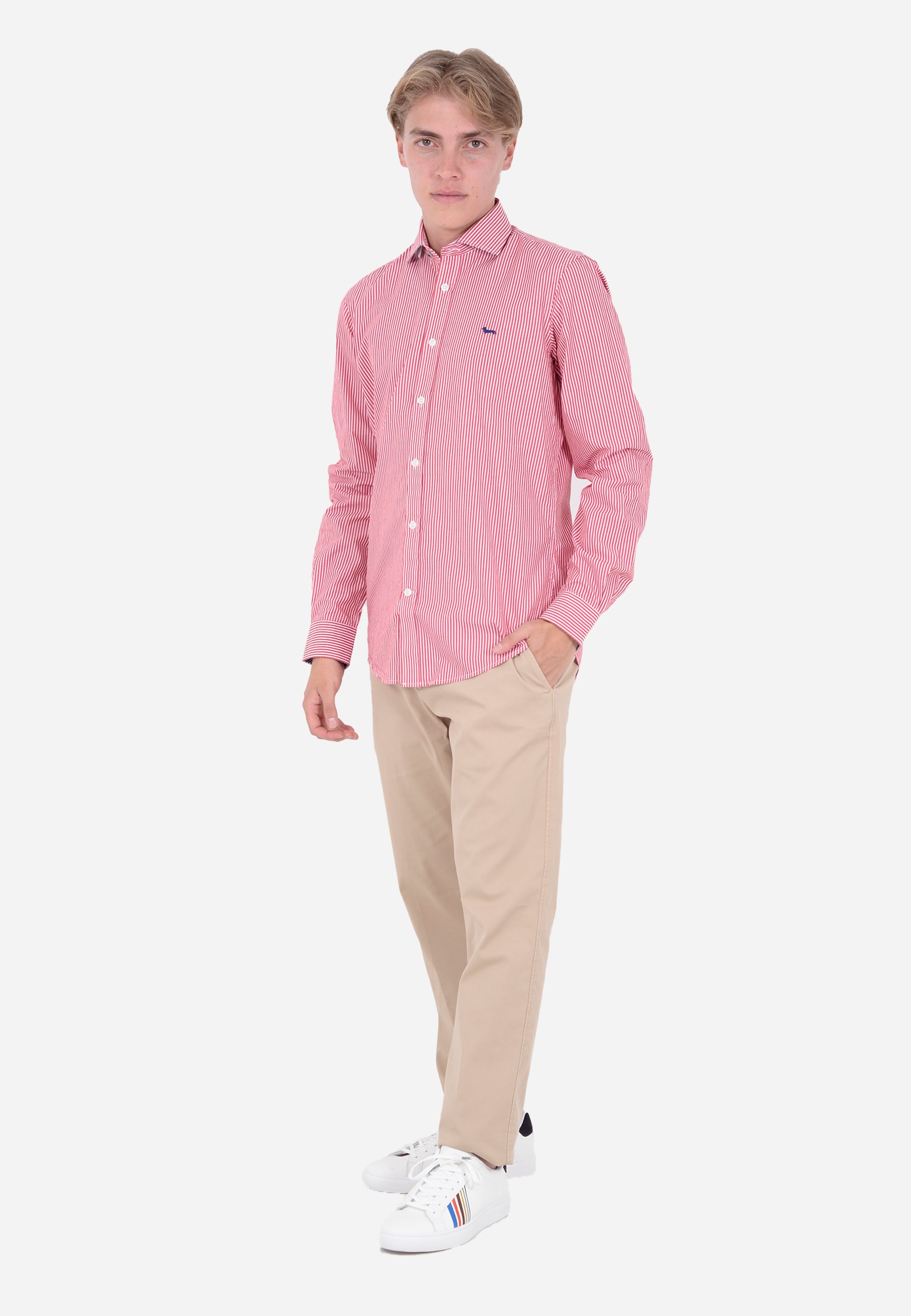 Camisa Clásica Rayas Verticales Rojas H&B