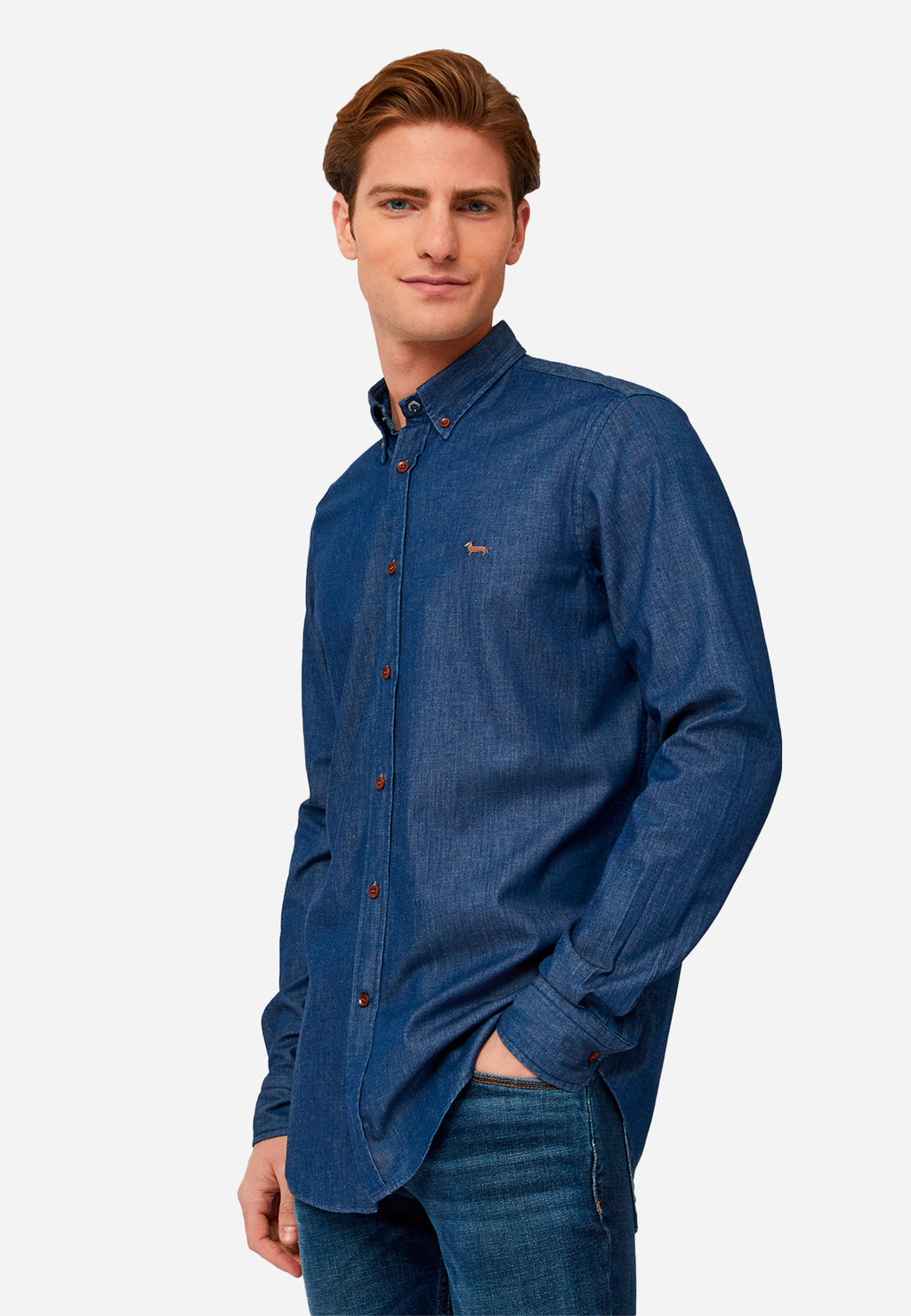 CAMISA SPORT HARMONT & BLAINE AZUL ALG (CRM001011309M-801)